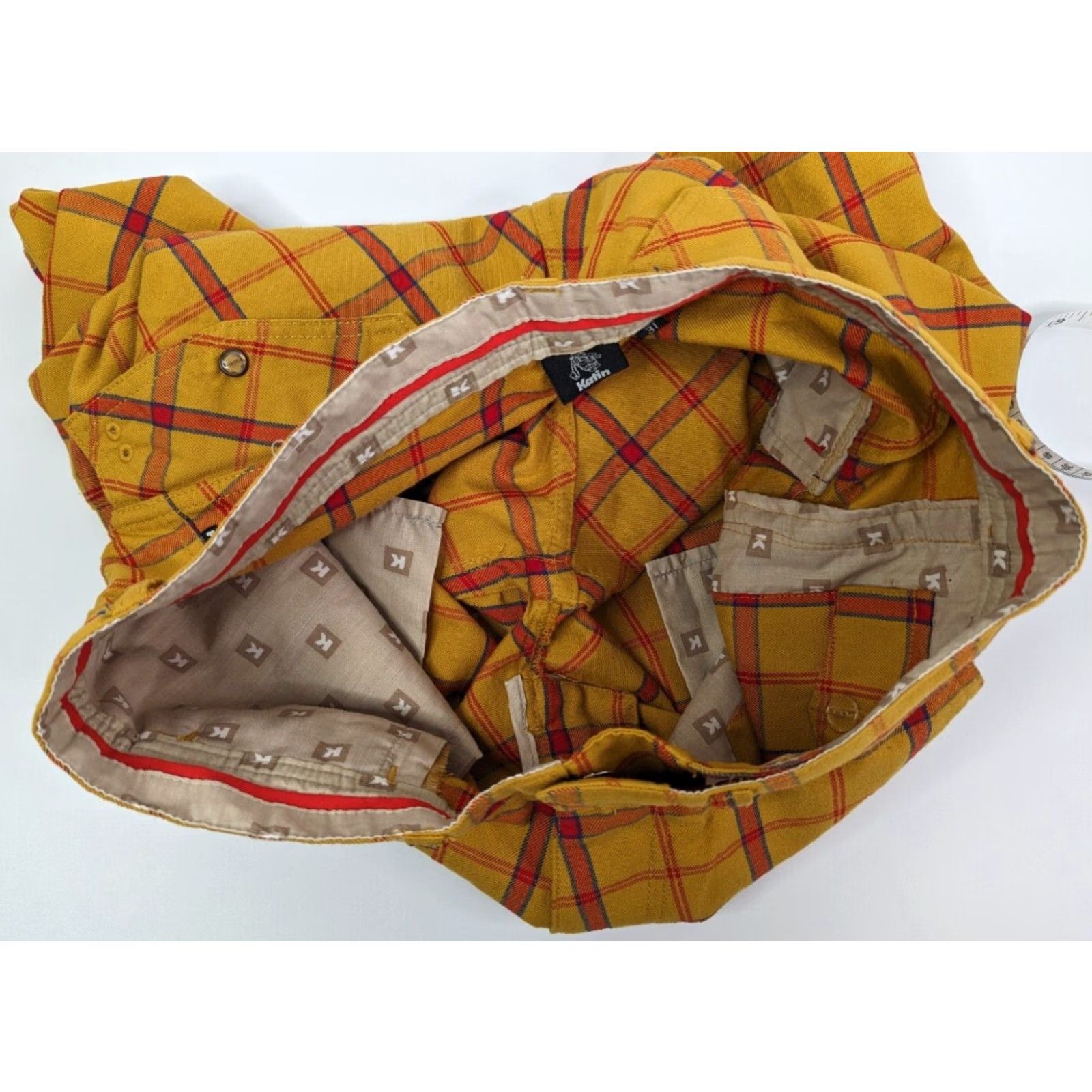 Katin Katin Chino Shorts Men's Size 31 Plaid Yellow Red Beach Beachwear Casual Flat Front Pockets Vintage No (adjusted for clarity) Size US 31 - 7 Thumbnail