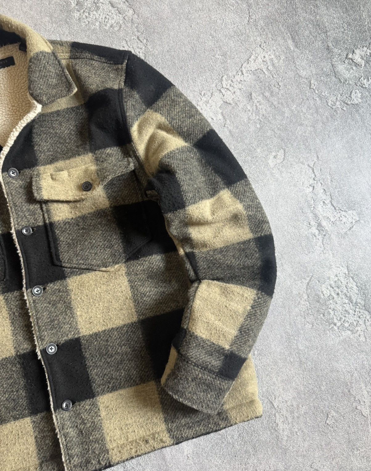 Allsaints Drexel Sherpa lined flannel plaid Chekered jacket