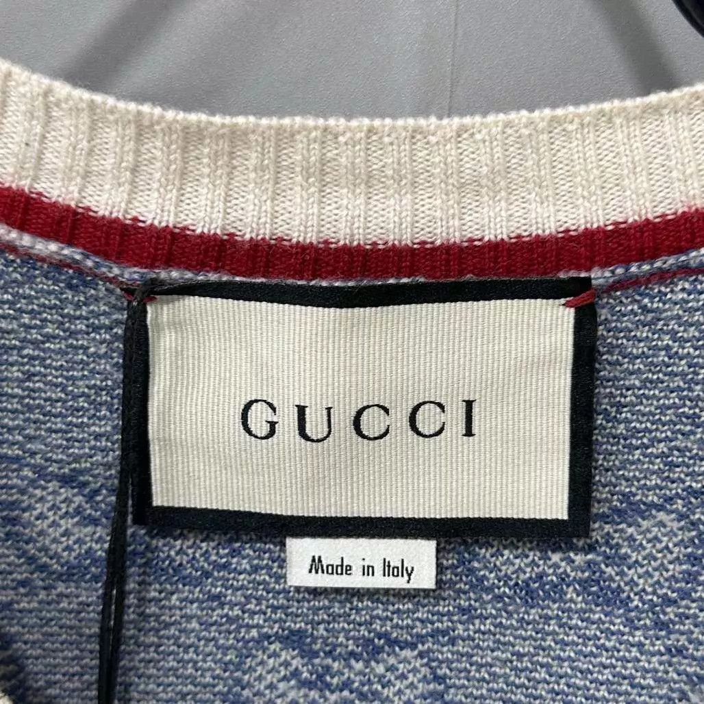Gucci GUCCI blue all over logo gold button cardigan S Size S / US 4 / IT 40 - 6 Thumbnail