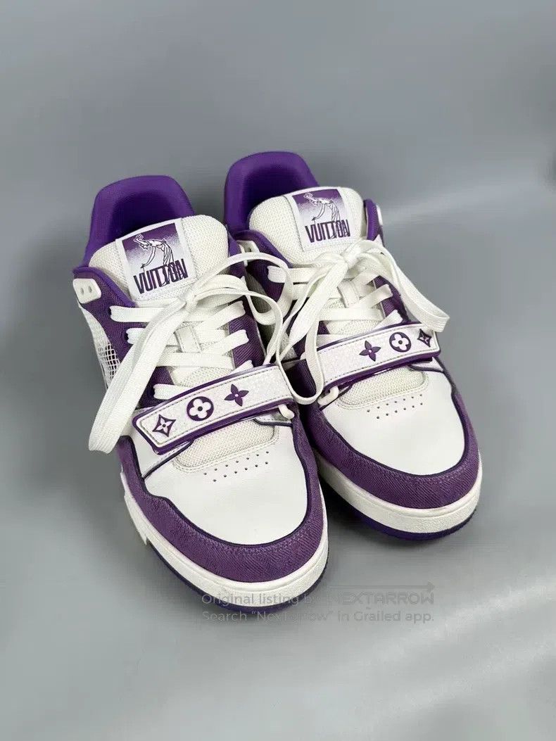 Louis Vuitton Louis Vuitton White and Purple Velcro Trainer Casual Shoes Size US 7 / EU 40 - 3 Thumbnail