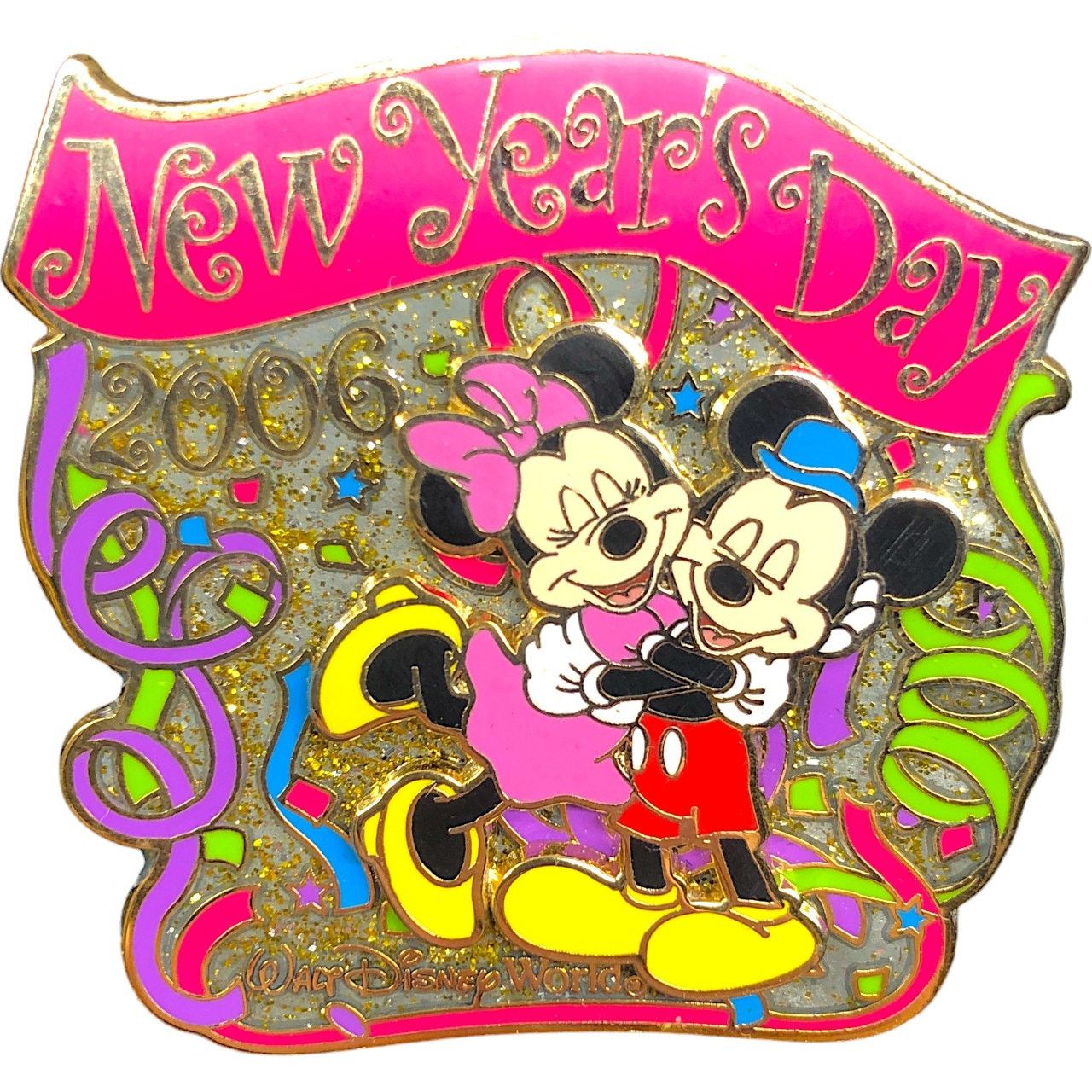 Disney Disney New Years Day 2006 Minnie & Mickey Glitter Pin 7,500 Size ONE SIZE - 8 Thumbnail