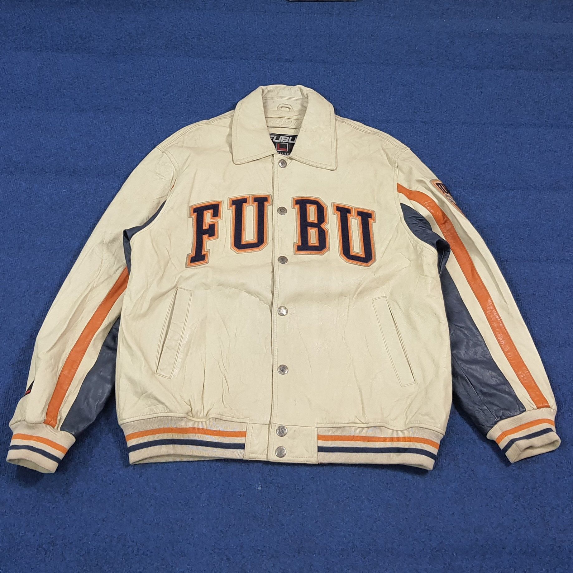 Fubu Vintage FUBU Full Leather Varsity Jacket 90s Hip Hop C286N4 Size US L / EU 52-54 / 3 - 1 Thumbnail
