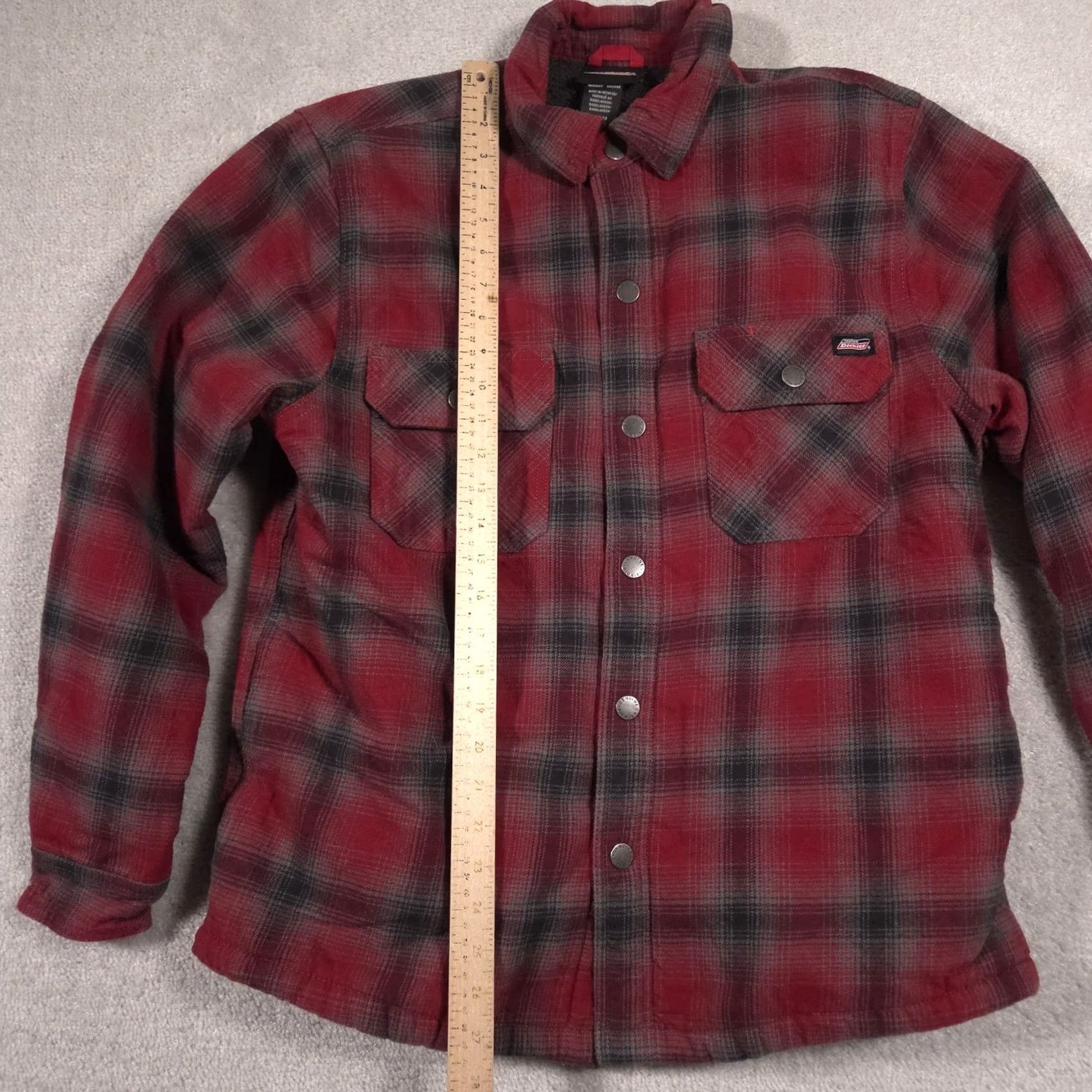 Dickies Dickies Jacket Mens M Red Plaid Fleece Lined Insulated Snap Front Shacket Plaid Shacket Jacket Mens Red Size US M / EU 48-50 / 2 - 7 Thumbnail