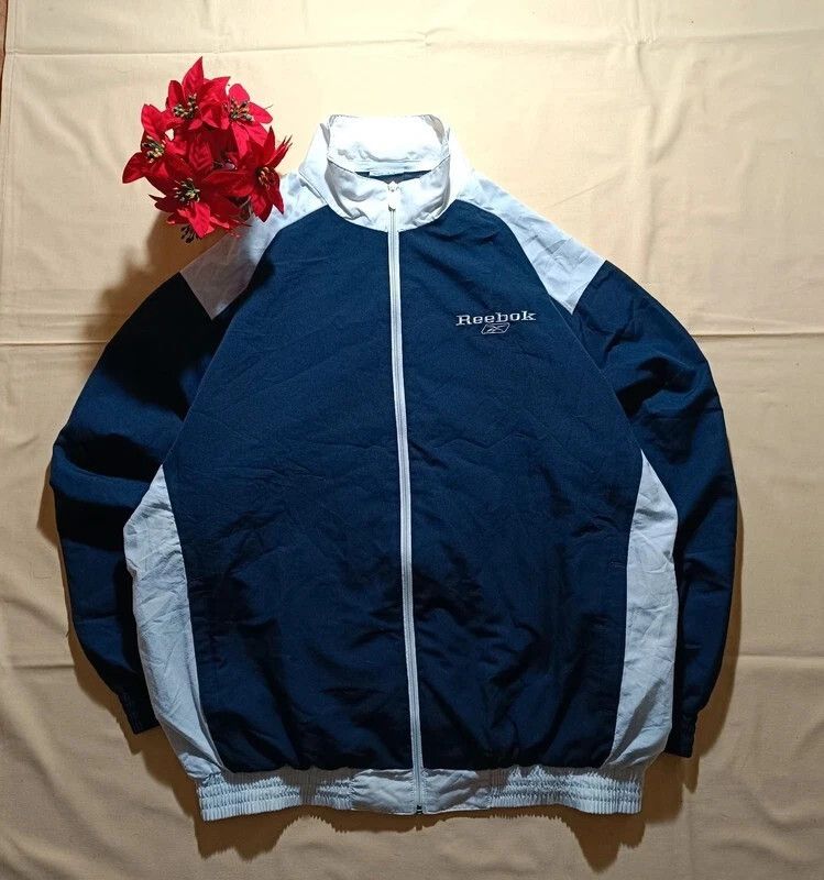 Reebok Vintage 00s Reebok Tracksuit Jacket Full Zip White Blue XL Size US XL / EU 56 / 4 - 1 Thumbnail