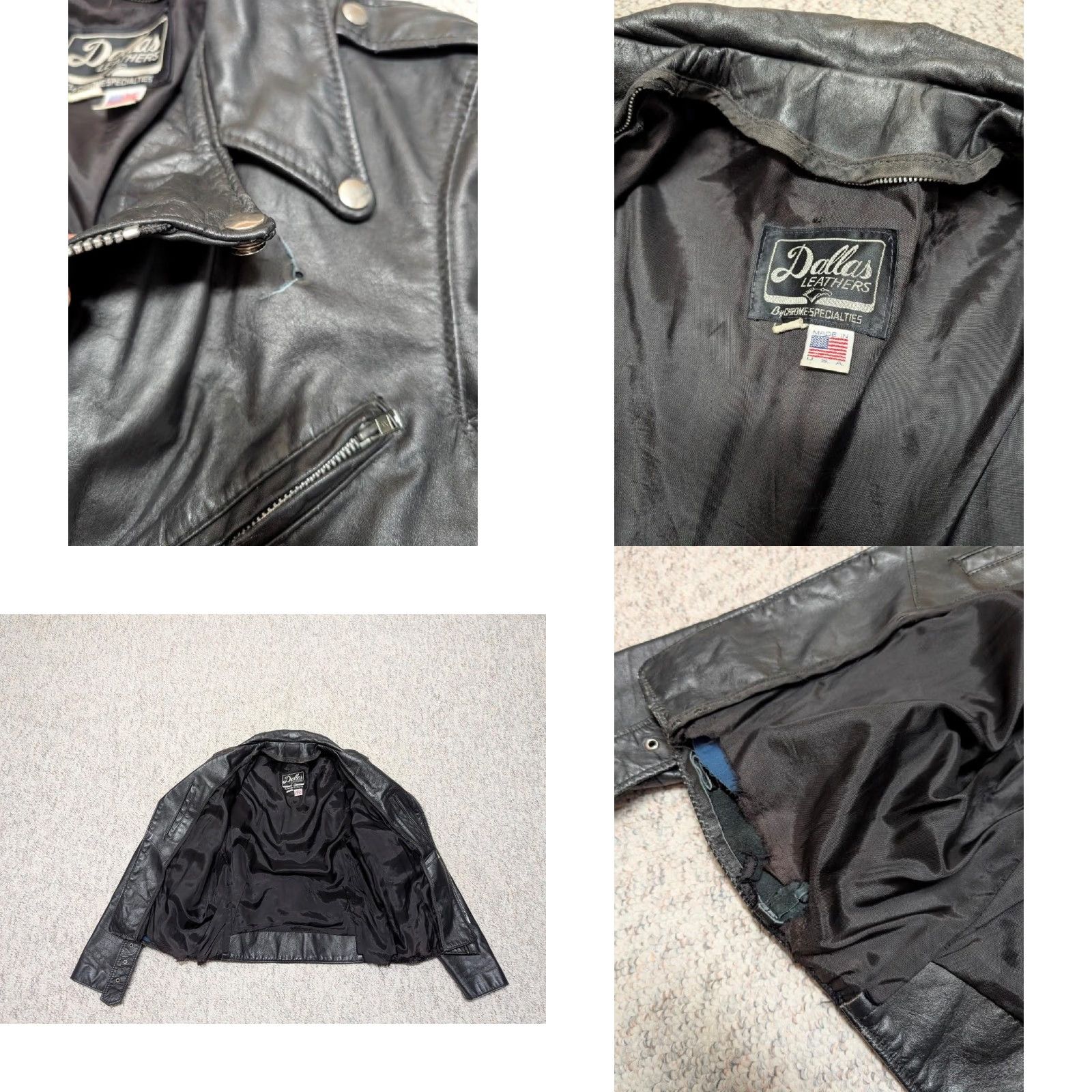Vintage VINTAGE Dallas Leathers Biker Jacket Motorcycle Jacket Leather Cowhide 38 Black Mens S USA Made 1980s Size US S / EU 44-46 / 1 - 8 Thumbnail
