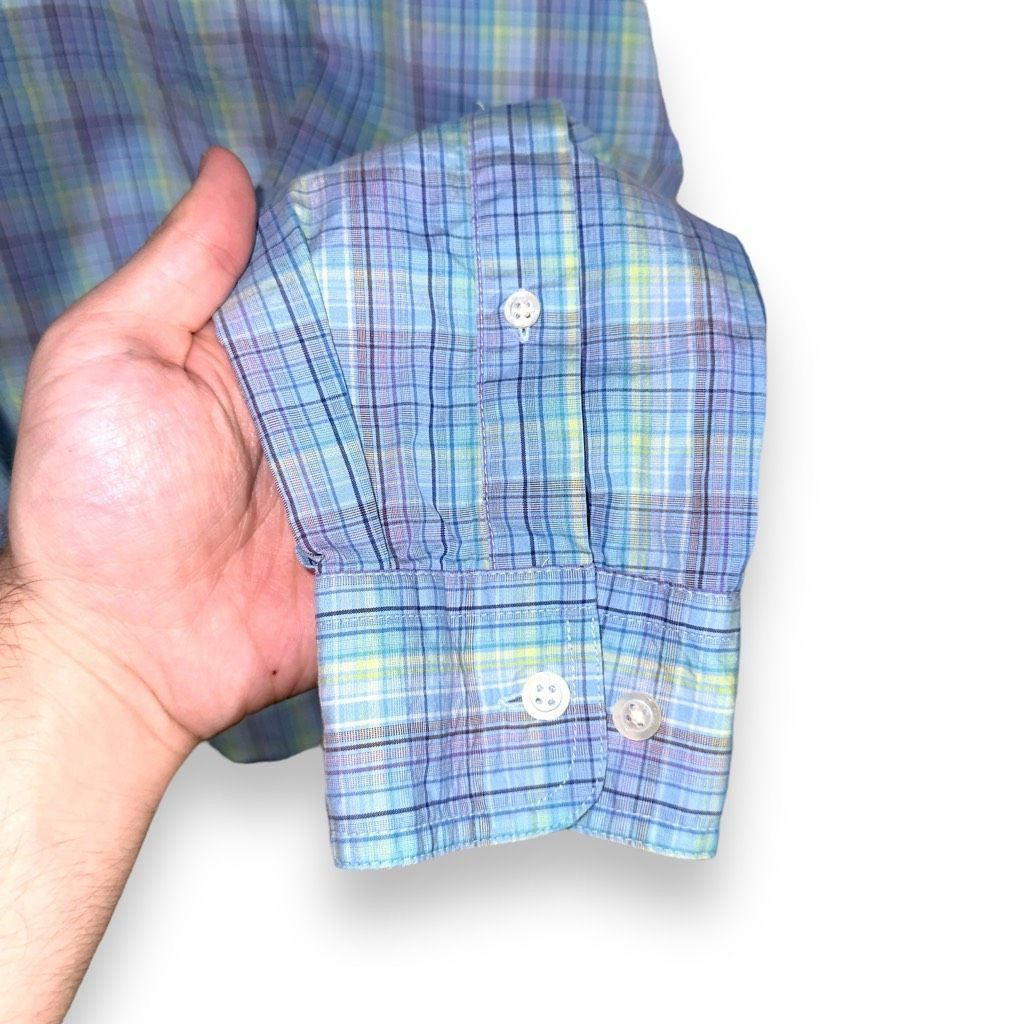 Robert Talbott Talbots for Men Teal Blue Check Twill Button Down Shirt L Size US L / EU 52-54 / 3 - 6 Thumbnail