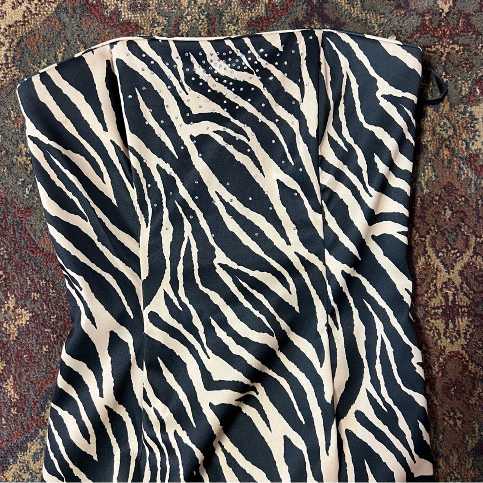 Vintage Jessica McClintock Zebra strapless rhinestone prom dress Size S / US 4 / IT 40 - 4 Thumbnail