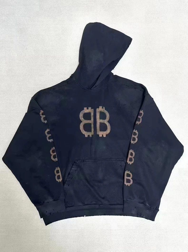 Balenciaga 23fw Muddy Bitcoin Destruction Hoodie-2506