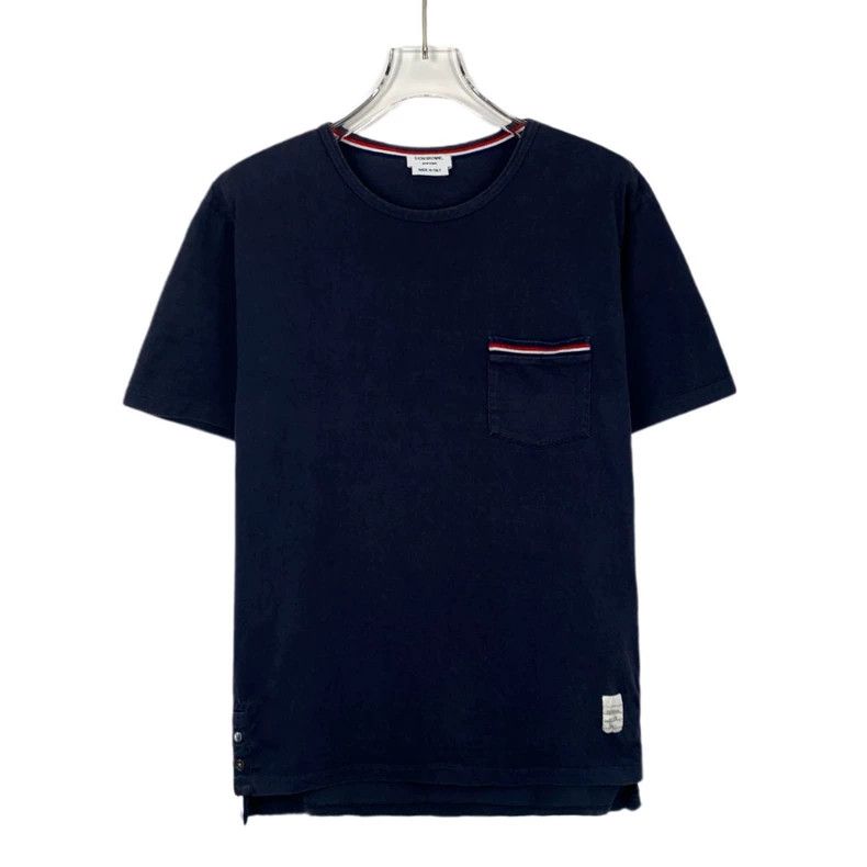 Thom Browne Thom Browne Navy Striped Cotton T-Shirt - dmc Size US L / EU 52-54 / 3 - 1 Thumbnail
