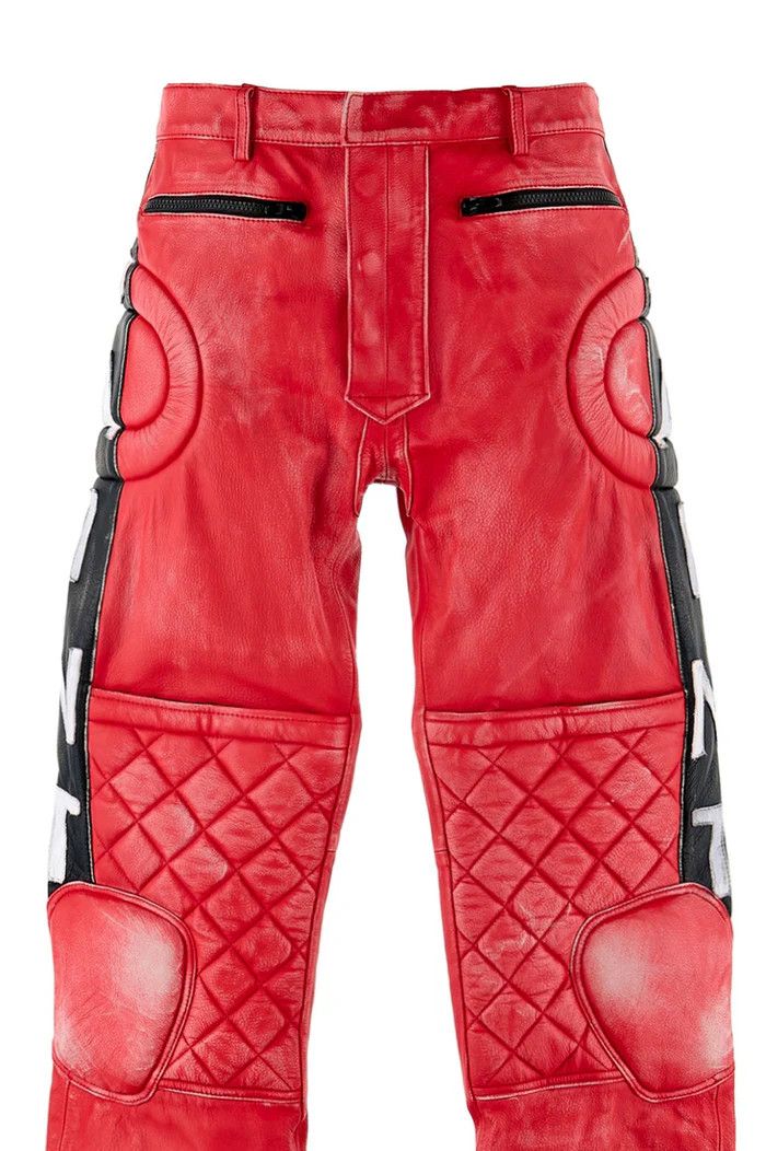 Saint Michael o1mle0326 Leather Racer Pants in Red Size US 30 / EU 46 - 4 Thumbnail