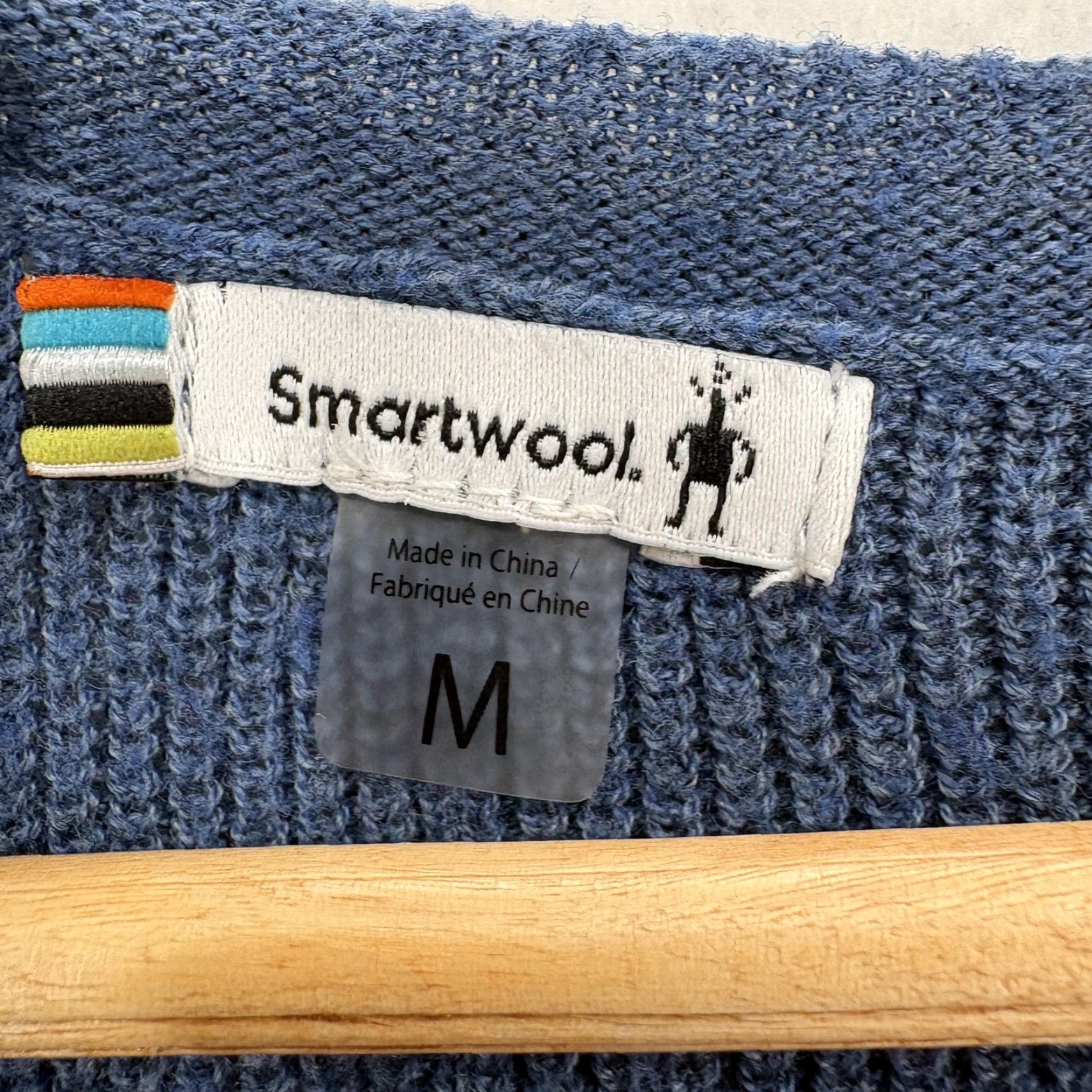 Smartwool Smartwool Shadow Pine Cable V-Neck Sweater Womens Medium Blue Wool Blend Travel Size M / US 6-8 / IT 42-44 - 4 Thumbnail