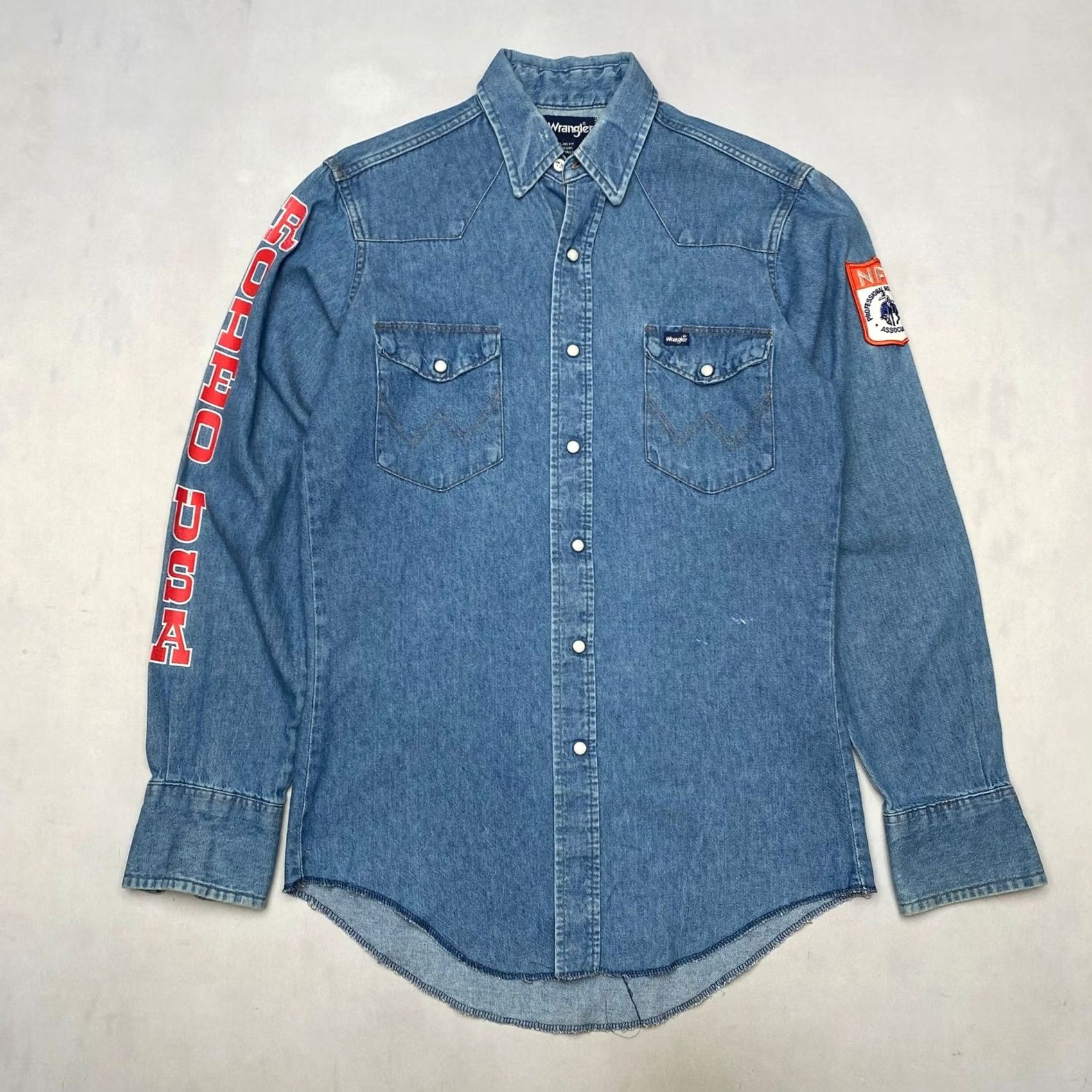 Wrangler Vintage Wrangler NFR National Finals Rodeo Denim Pearl Snap Western 1994 Small Size US S / EU 44-46 / 1 - 3 Thumbnail