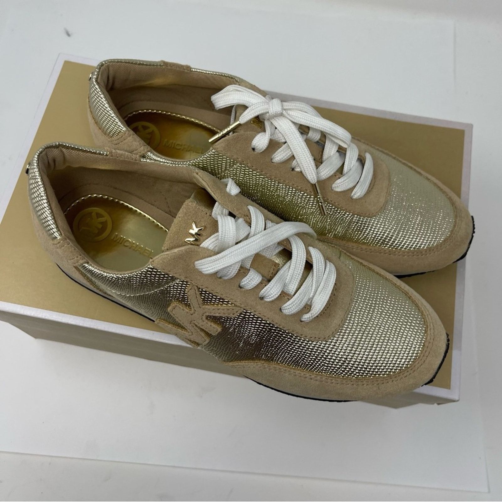 Michael Kors Michael Kors Gold Tan Casual Stanton Trainer Sneakers 7.5 Size US 7.5 / IT 37.5 - 3 Thumbnail