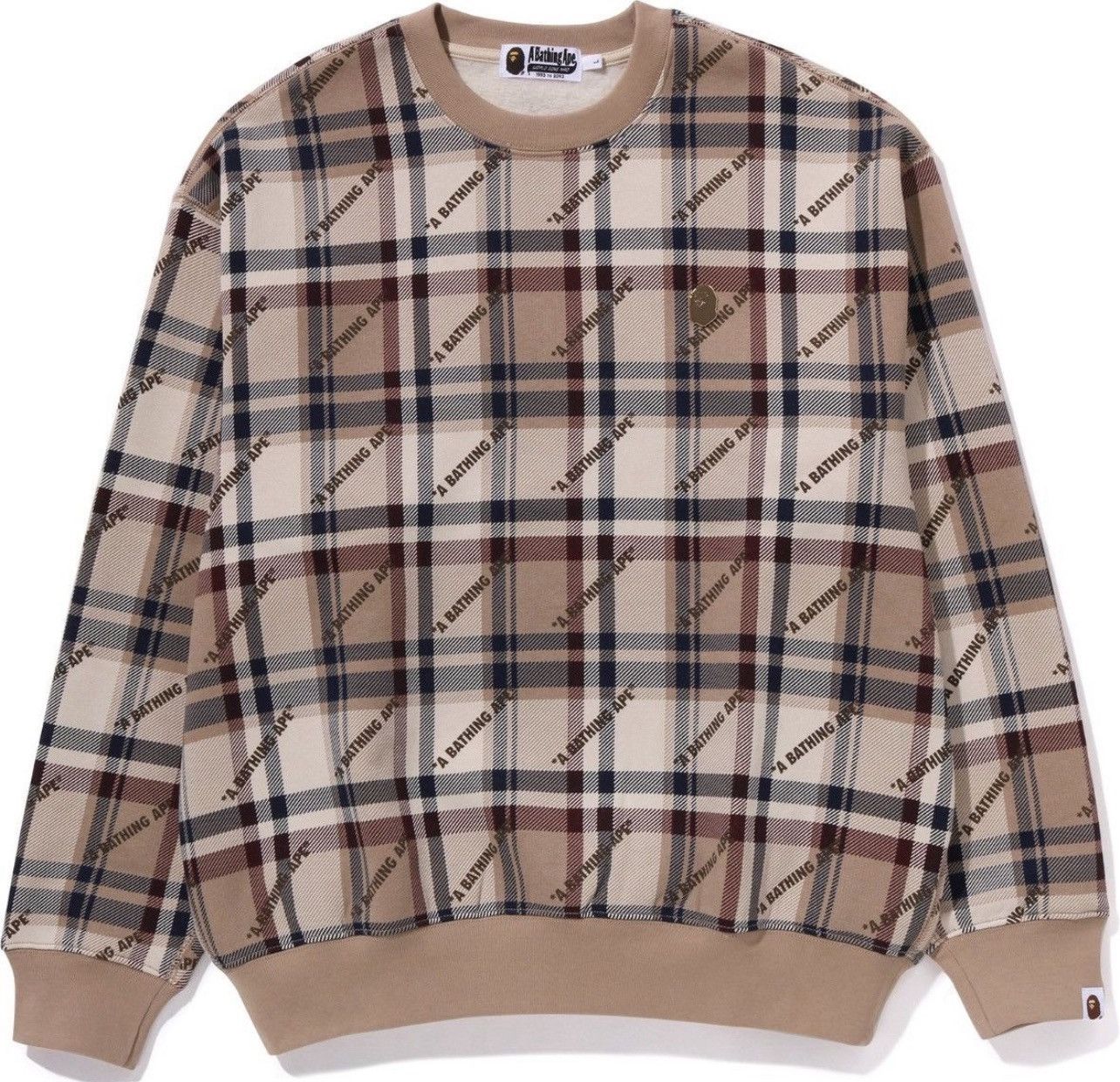 Bape BAPE A Bathing Ape Logo Check Pattern Crewneck Size US XL / EU 56 / 4 - 1 Thumbnail