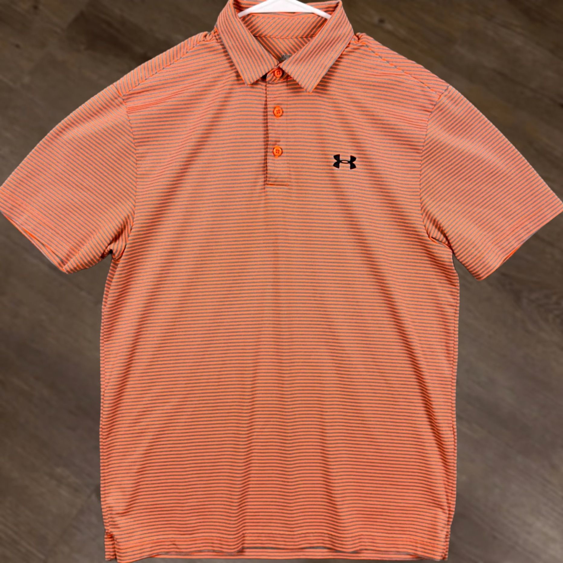 Under Armour Under Armour Heat Gear Polo Shirt Mens Medium Orange Striped Golf Casual Size US M / EU 48-50 / 2 - 1 Thumbnail