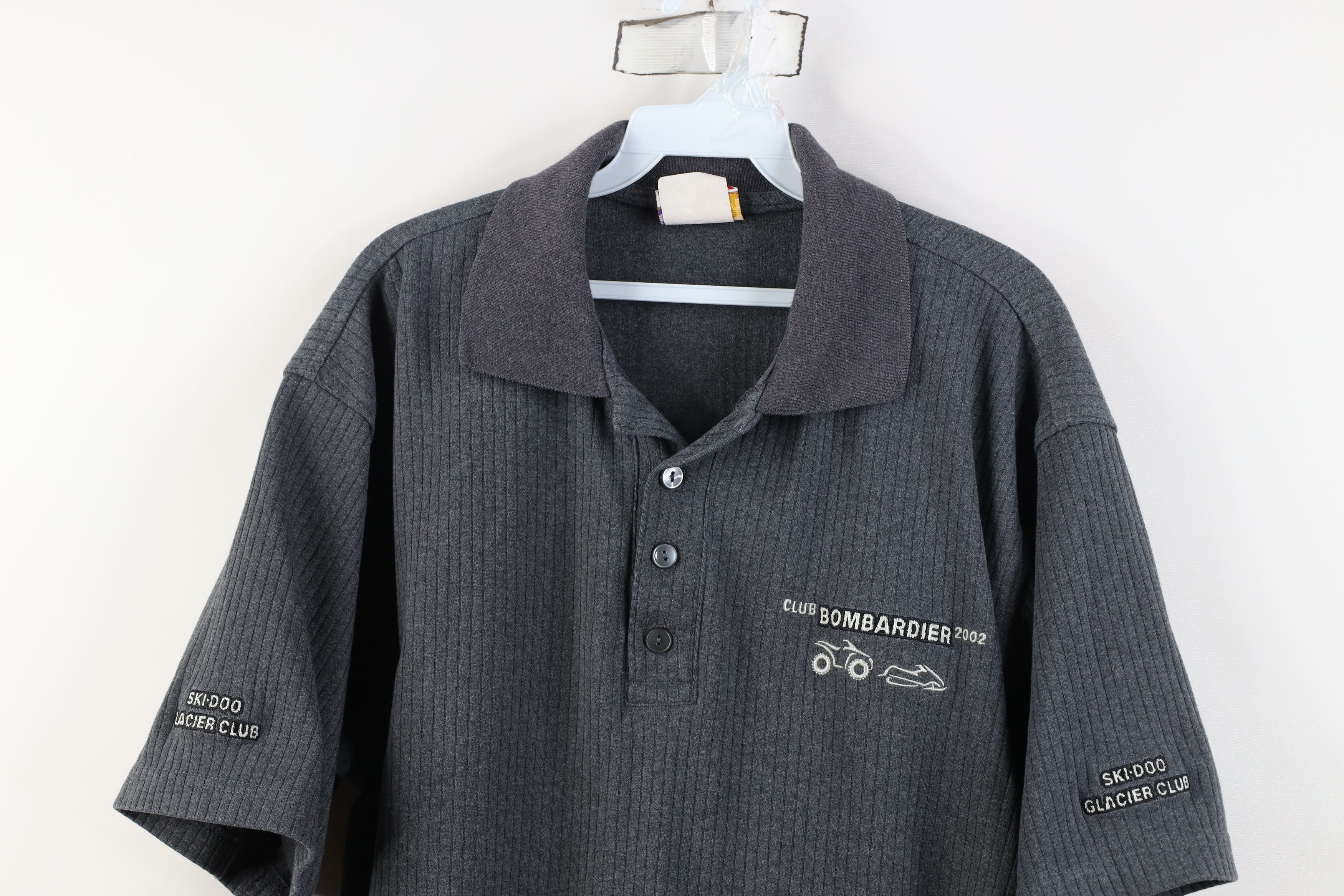 Vintage Vintage Y2K 2002 Ski Doo Bombardier Ribbed Polo Shirt Gray Size US XL / EU 56 / 4 - 2 Thumbnail