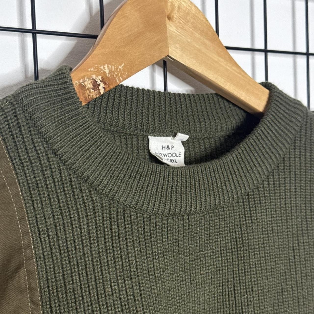 Vintage Vintage Military Style Wool Jumper Khaki Green Size US L / EU 52-54 / 3 - 3 Thumbnail