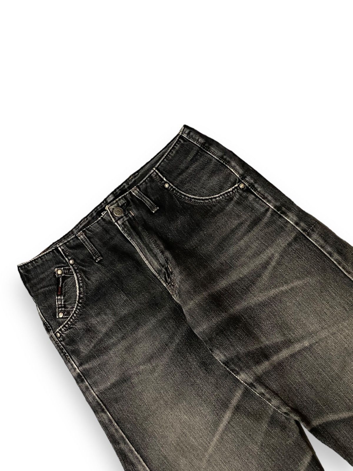 Edwin × Japanese Brand × Le Grande Bleu (L.G.B.) Vintage Edwin E Function Black Faded Curved Leg Jeans Pants Size US 31 - 3 Thumbnail