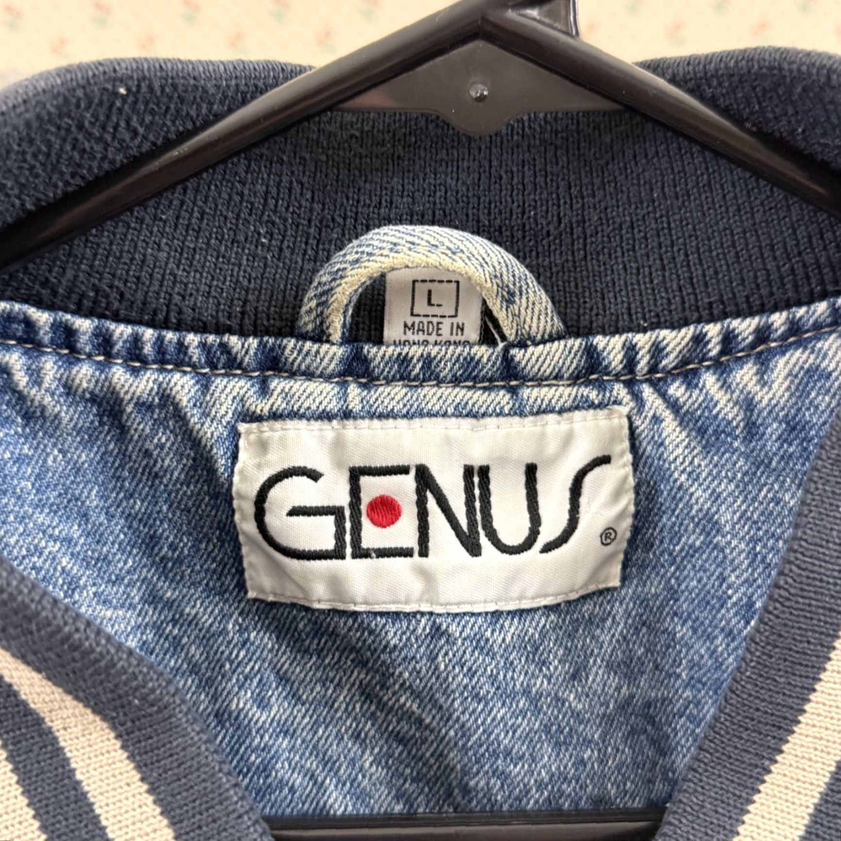 Denime VINTAGE Genus Jacket Mens Large Blue Denim Bomber 90s Snap Outdoor Size US L / EU 52-54 / 3 - 6 Thumbnail