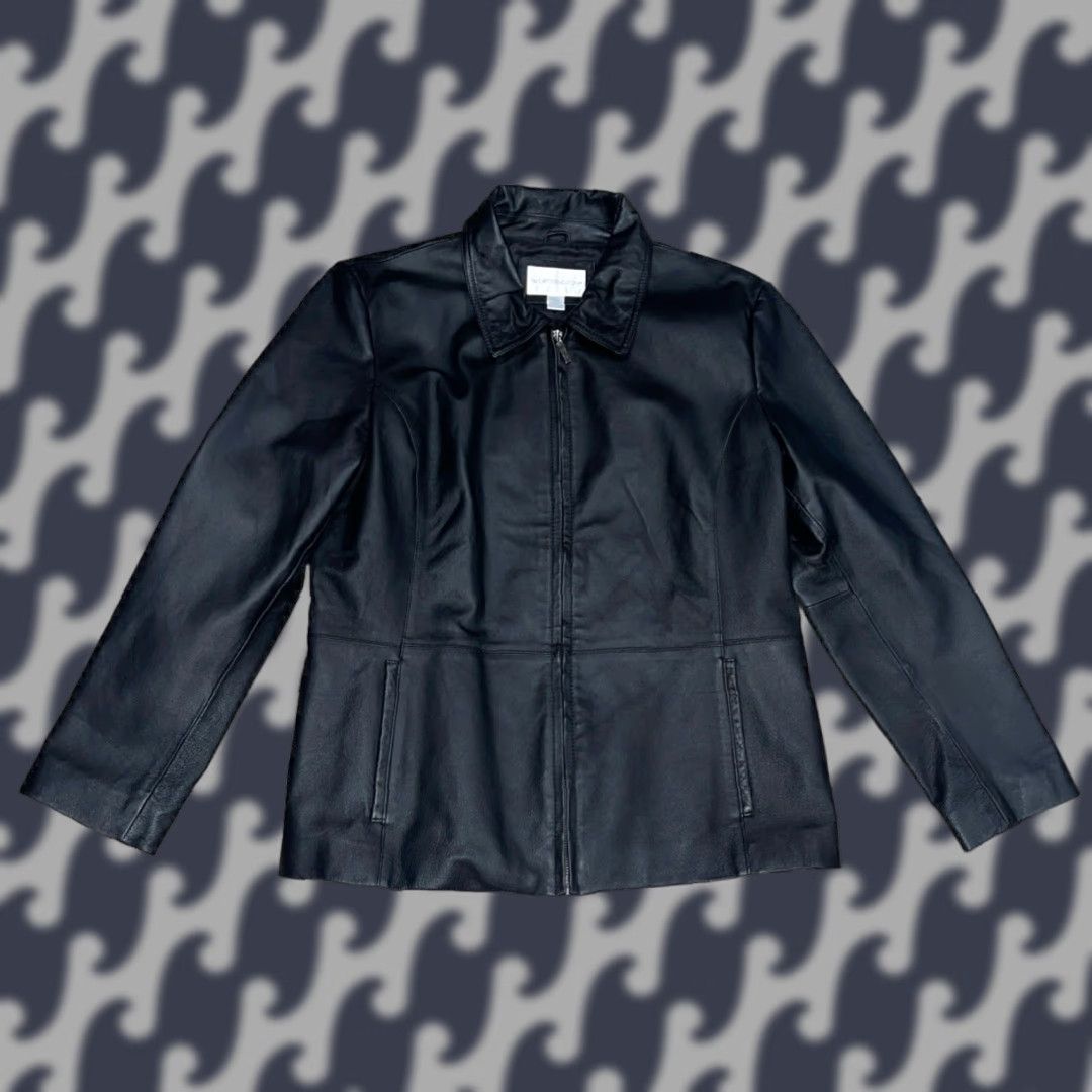 Worthington Worthington Women’s Jacket Black Leather Coat Mid-Length Zip Up L Classic Lined 90s City Professional Women's Coat Size L / US 10 / IT 46 - 1 Thumbnail