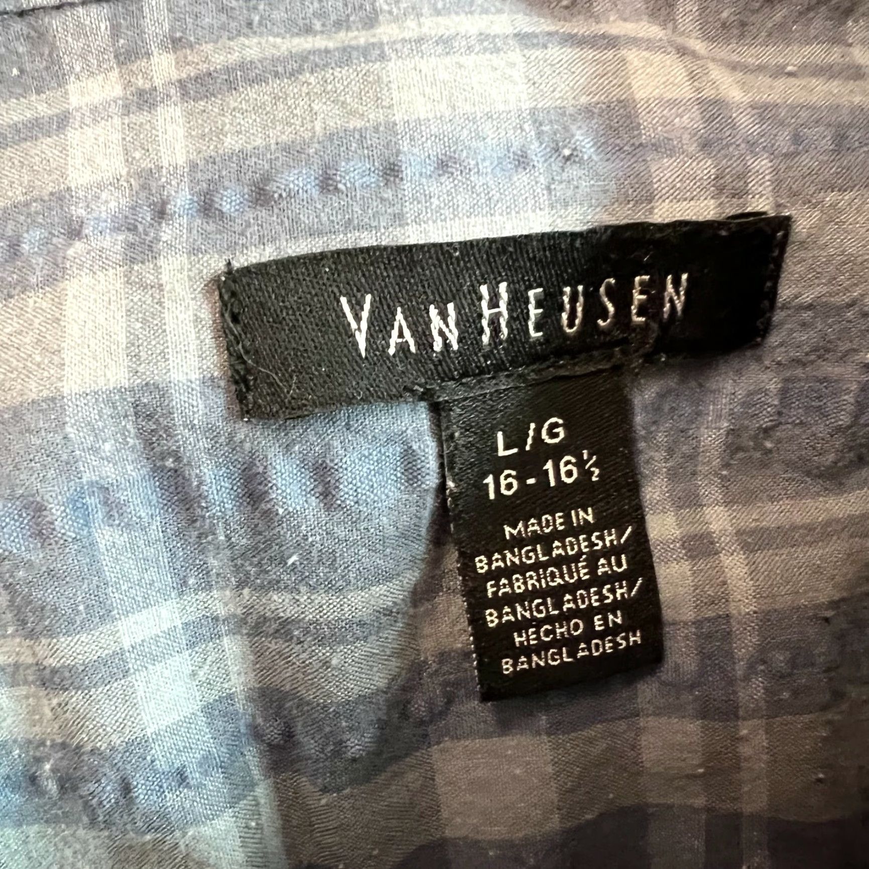 Van Heusen Van Heusen Mens Shirt Short Sleeves Plaid Button Front Blue Large Size US L / EU 52-54 / 3 - 6 Thumbnail