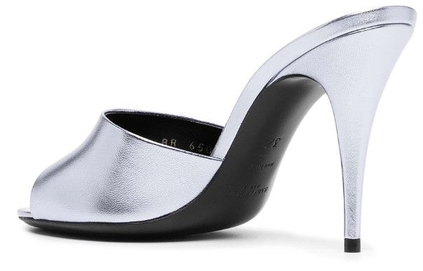 Saint Laurent Paris o1bcso1str1124 La 16 Mules in Silver Size US 9.5 / IT 39.5 - 2 Thumbnail
