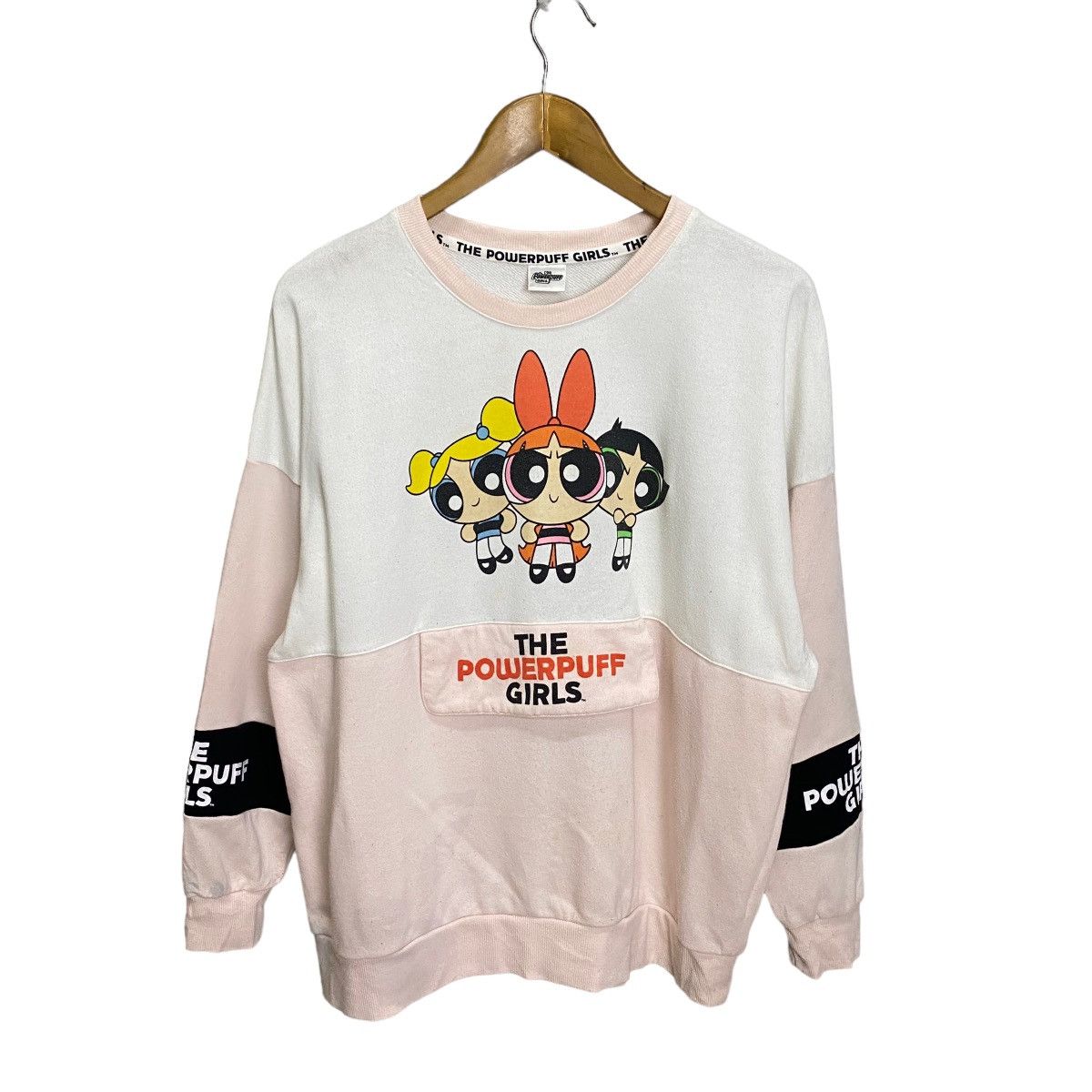 image of Cartoon Network The Power Puff Girls Sweat in White/Pink, Women's (Size Large)
