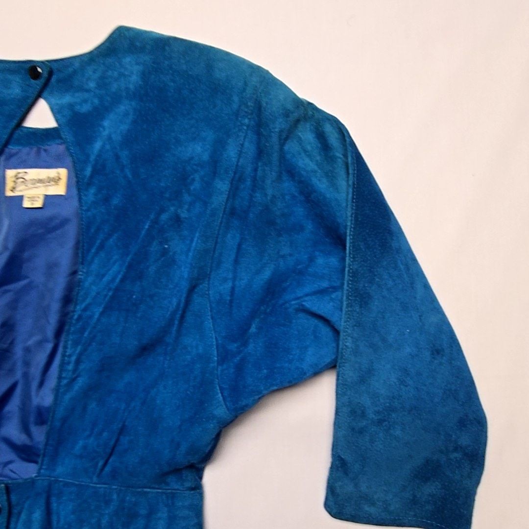 Vintage Vintage Blue Suede Peplum Bennetts Dress Womens Size 6 80s Size M / US 6-8 / IT 42-44 - 10 Thumbnail