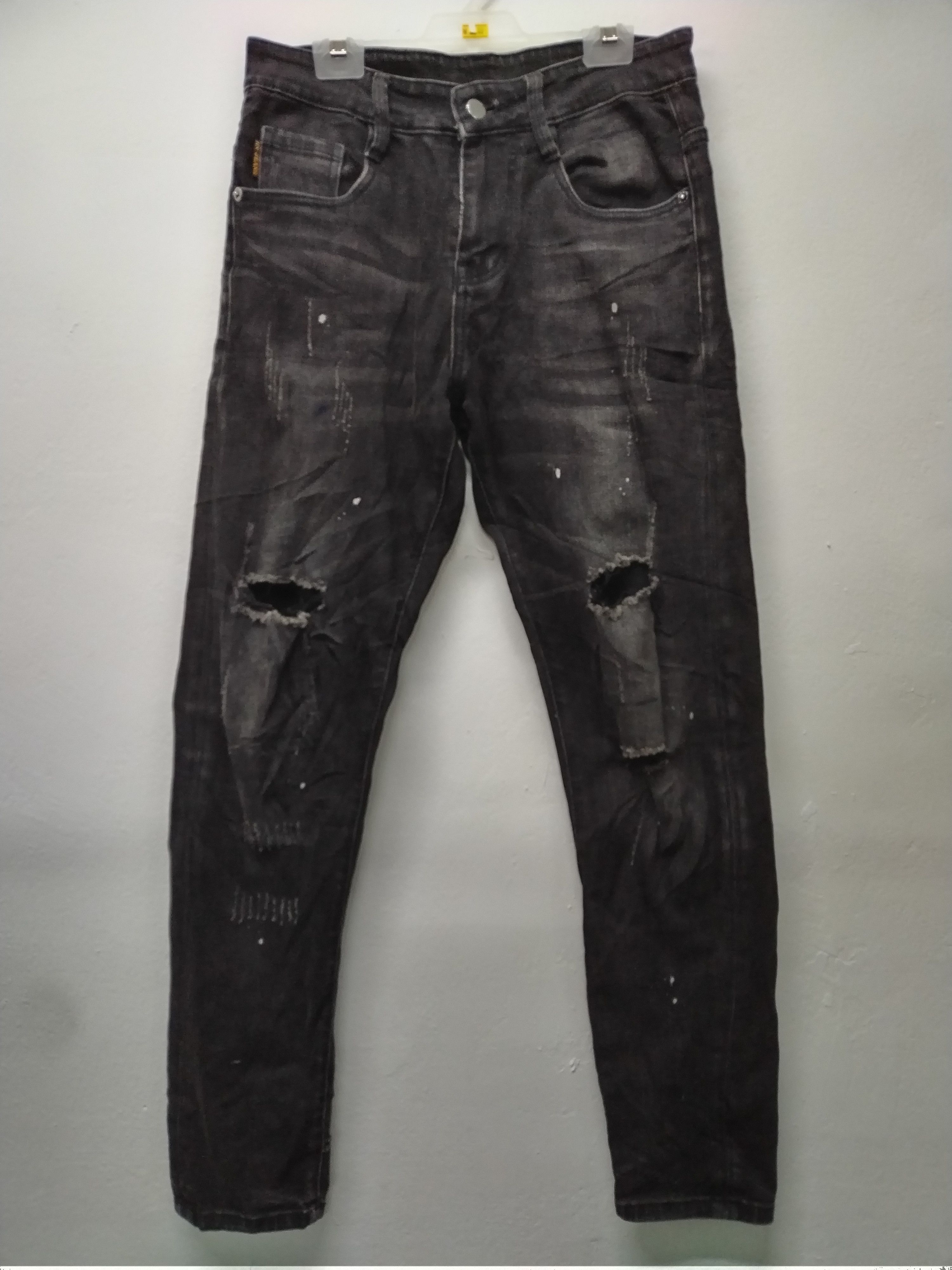 If Six Was Nine × Le Grande Bleu (L.G.B.) Nice Distressed Ribbed Stretchable Slim Jeans Size US 30 / EU 46 - 1 Thumbnail