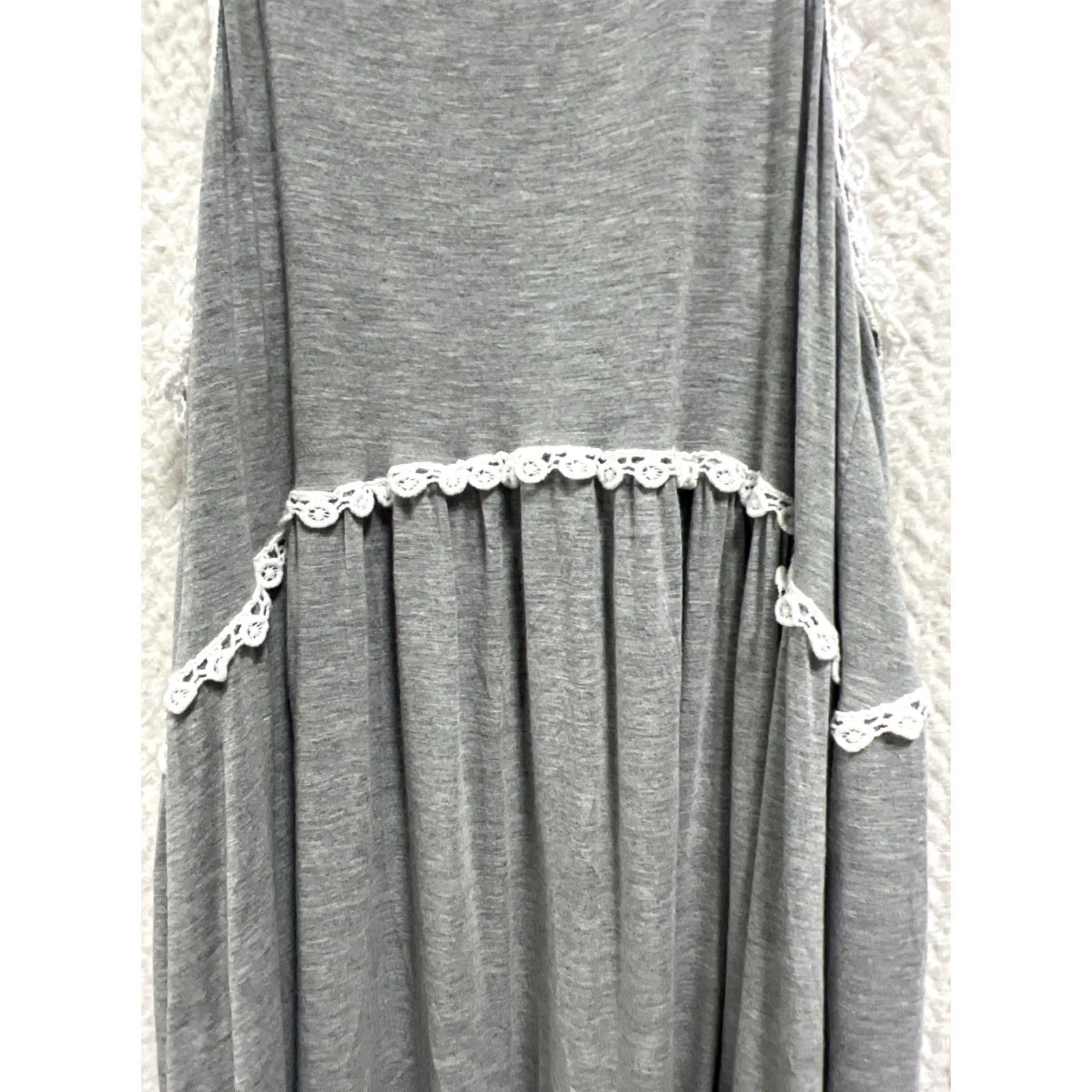 Vintage POL Tunic Tank Womens S Gray Hi-Low Crochet Lace Sleeveless Boho Cotton Lightweight Summer Shirt Size S / US 4 / IT 40 - 3 Thumbnail