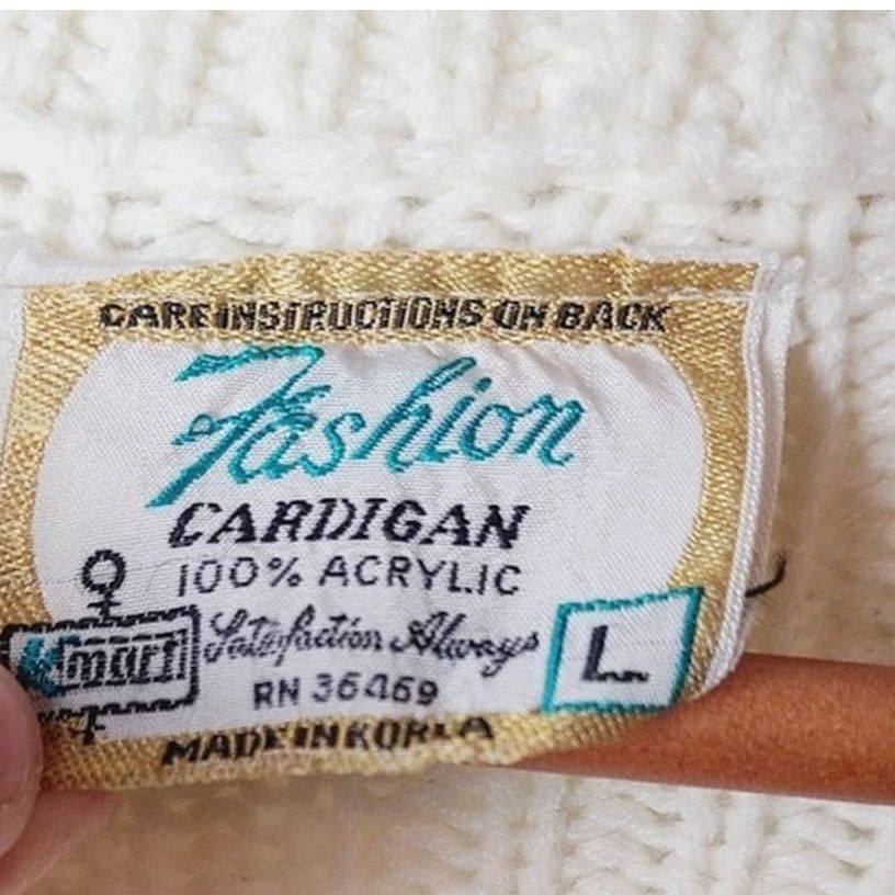Vintage Vintage 70s White Satisfaction Always Knit Cardigan Sweater Size L / US 10 / IT 46 - 3 Thumbnail