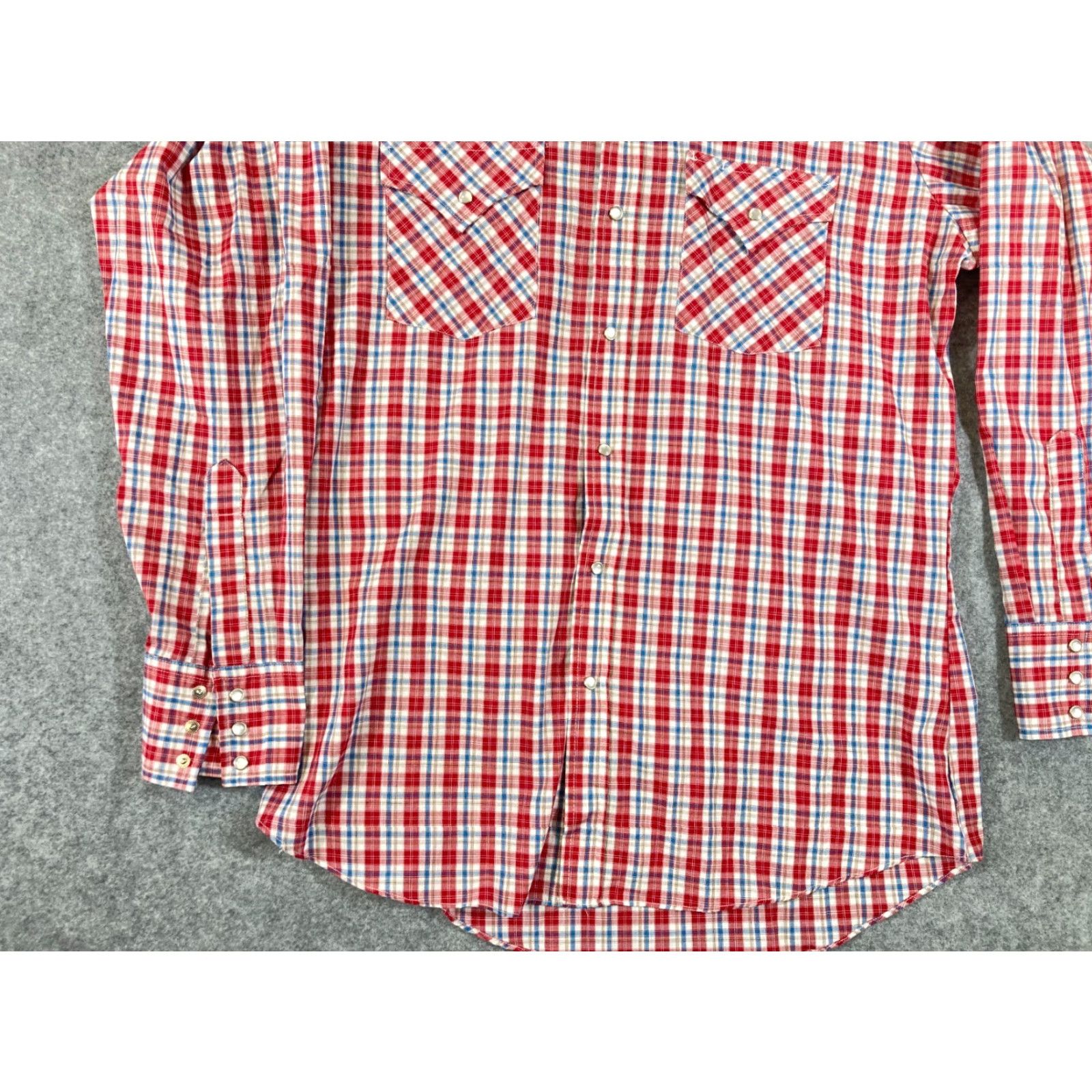 Vintage Ely Cattleman Shirt Mens M Red Blue Plaid Pearl Snap Long Sleeve Pockets Button-Up Western Cowboy Size US M / EU 48-50 / 2 - 4 Thumbnail