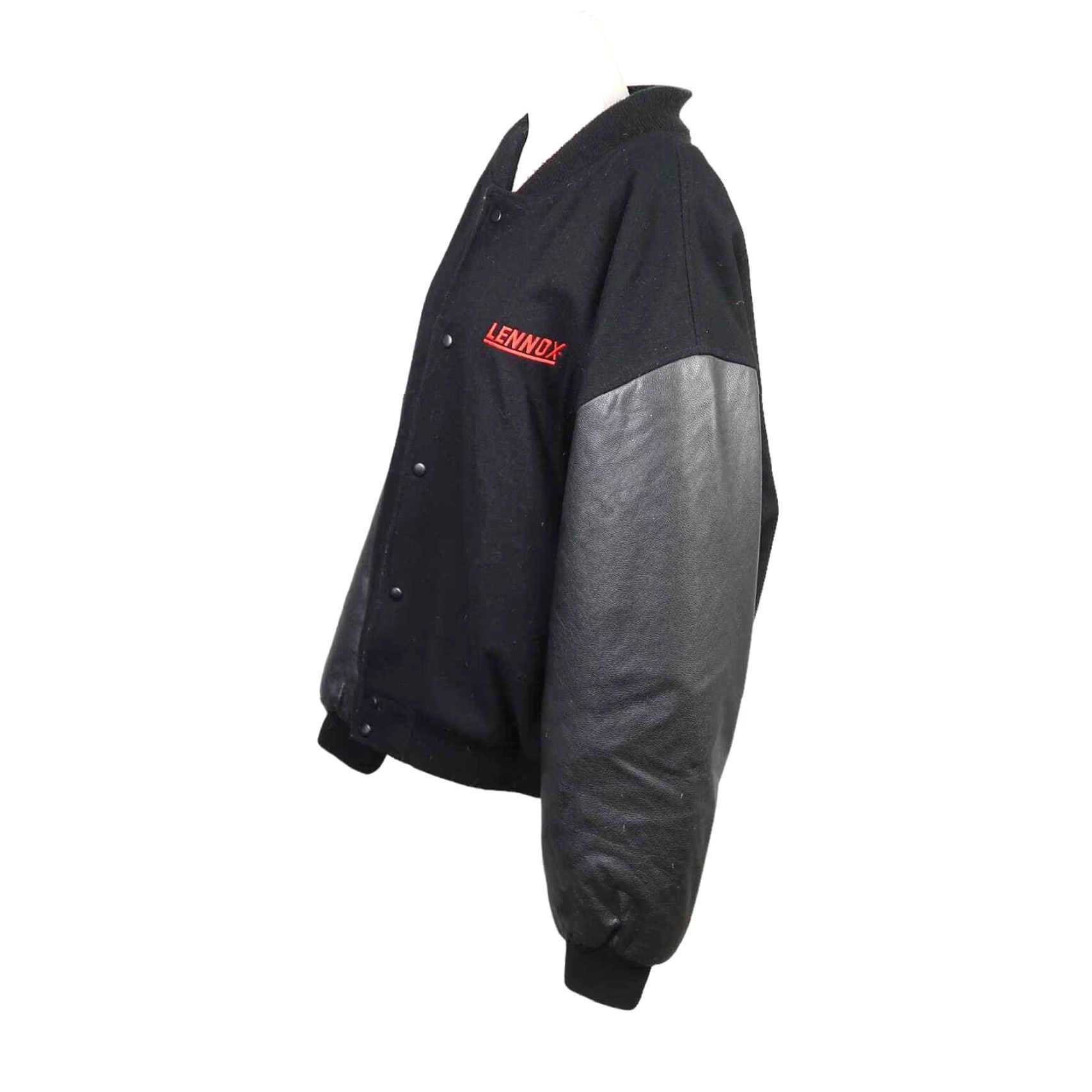 Dunbrooke VINTAGE Dunbrooke Bomber Jacket Lennox Black Wool and Leather Men XL 90s Snap Jacket Size US XL / EU 56 / 4 - 3 Thumbnail
