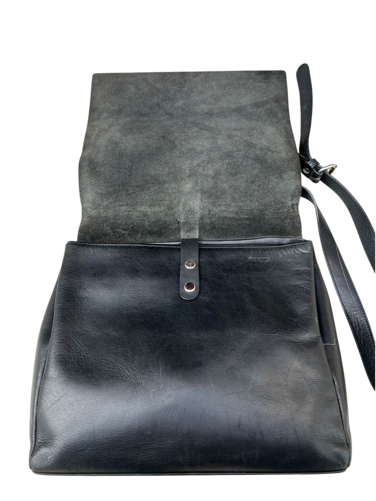 Leather Vintage PARTS Japan Patina Black High Quality Leather Bag Size ONE SIZE - 9 Thumbnail