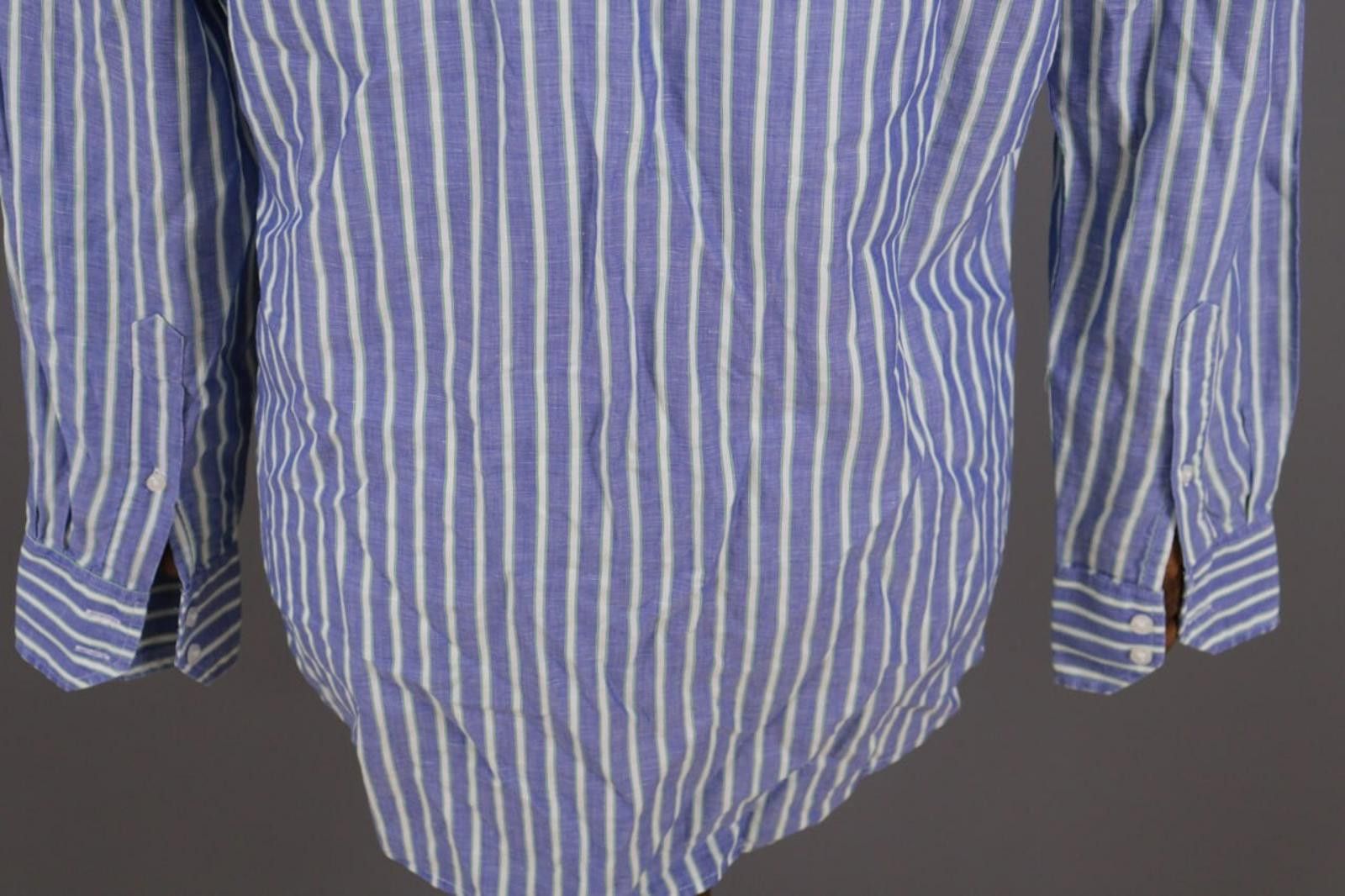 Designer Hackett London Blue Striped Blue Shirt Size 39 / 15.5 Size US M / EU 48-50 / 2 - 11 Thumbnail