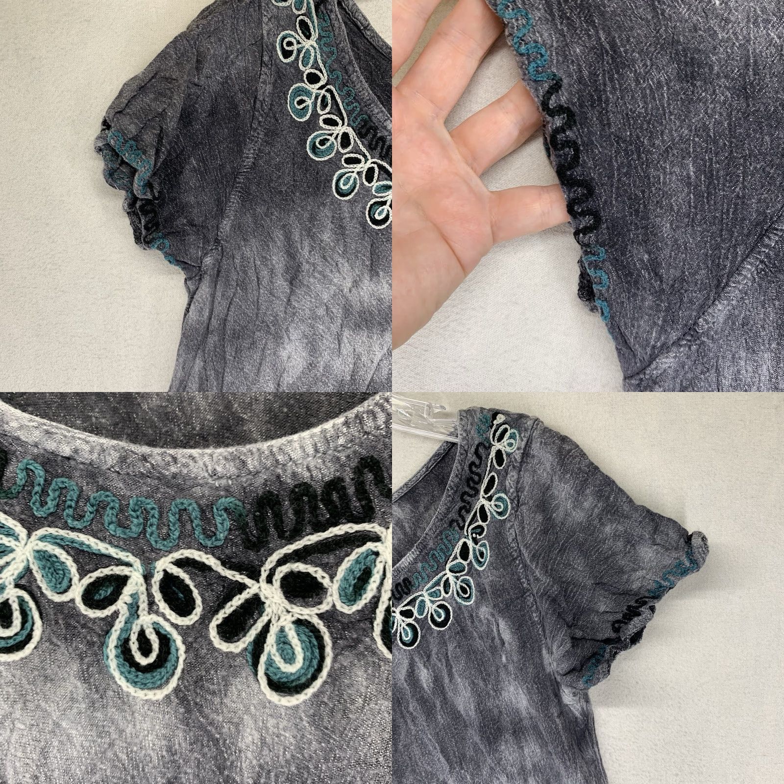 Vintage Women's 90s Hippie Dress Provence Boho Soft Rayon Paisley Washed Gray Tie Dye Size ONE SIZE - 8 Thumbnail