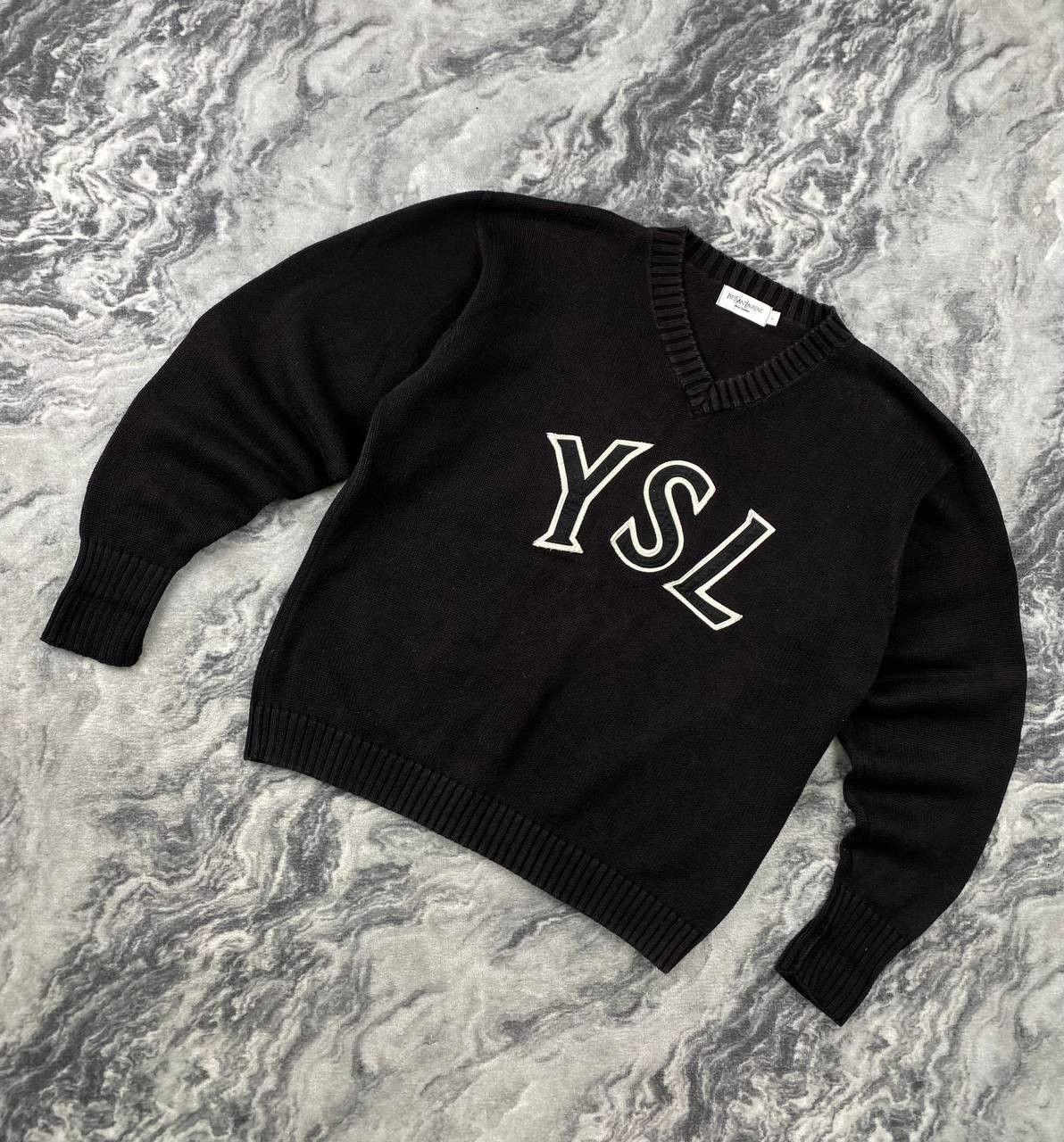 Yves Saint Laurent YSL Sweater Wool Knit Sweatshirt Vintage Big