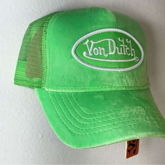 Von Dutch NWT VON DUTCH LIME VELVET TRUCKER HAT Size ONE SIZE - 7 Thumbnail