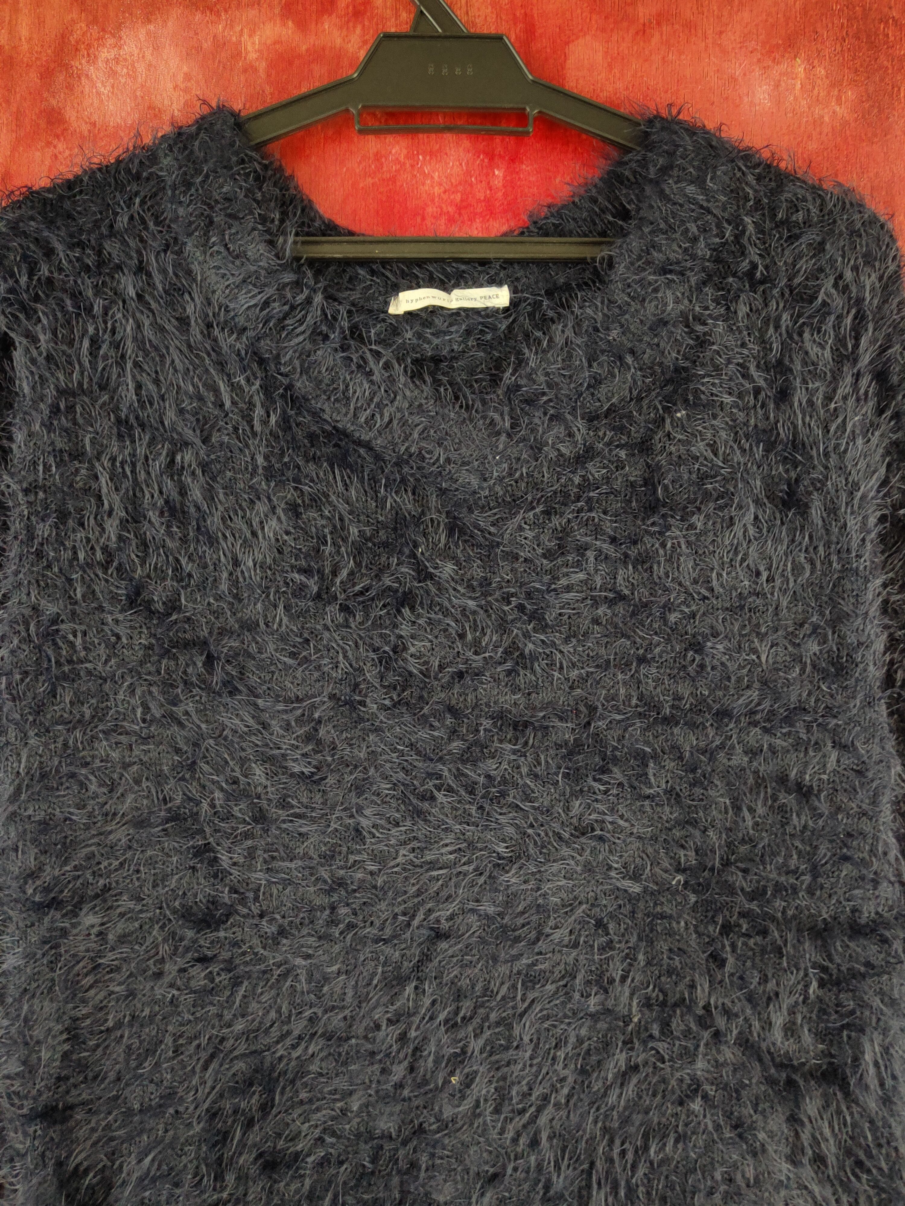 Homespun Knitwear E Hypen World Gallery Navy Fur Mohair Knitwear #S2029 Size S / US 4 / IT 40 - 2 Thumbnail