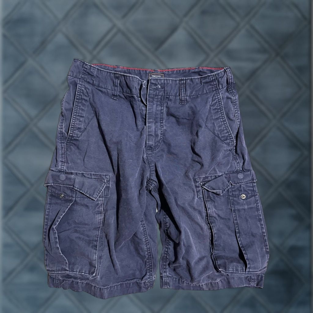 Gap VINTAGE Gap Cargo Shorts Mens 31 Navy Zip Fly Drawstring Pockets Buttoned Workwear Cotton Blue Pattern Solid Size US 31 - 1 Thumbnail