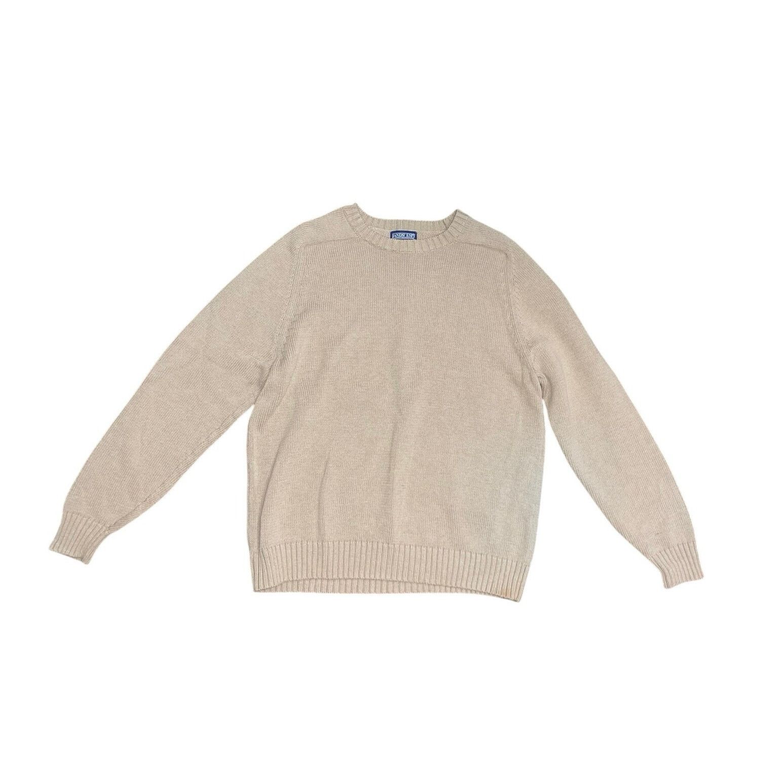 Lands' End Classic Crewneck Cotton Knit Sweater Beige Large GrandpaCore Size US L / EU 52-54 / 3 - 1 Thumbnail