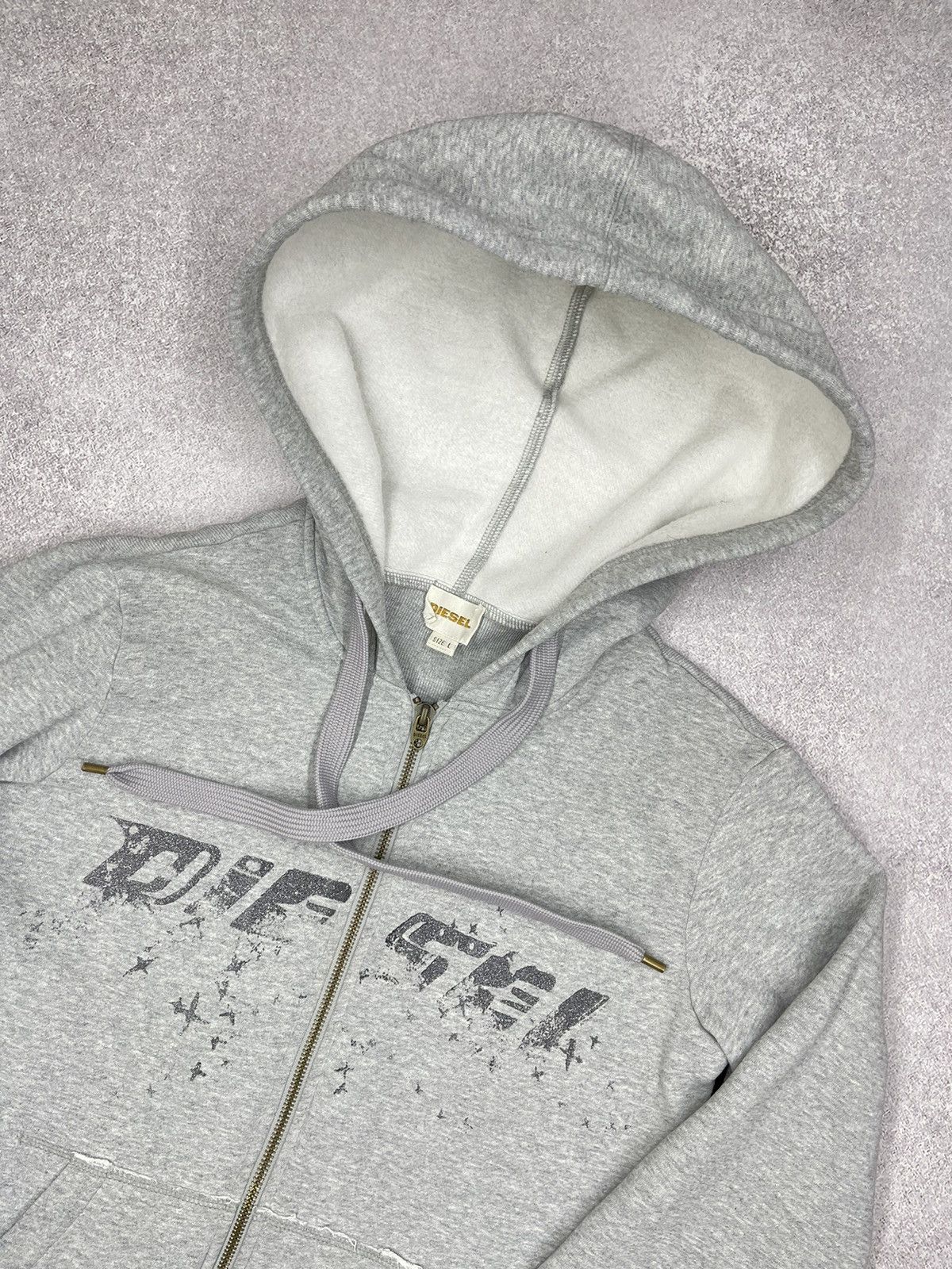 Diesel Women Diesel Grey Zip Hoodie Big Logo Y2K Size L / US 10 / IT 46 - 4 Thumbnail