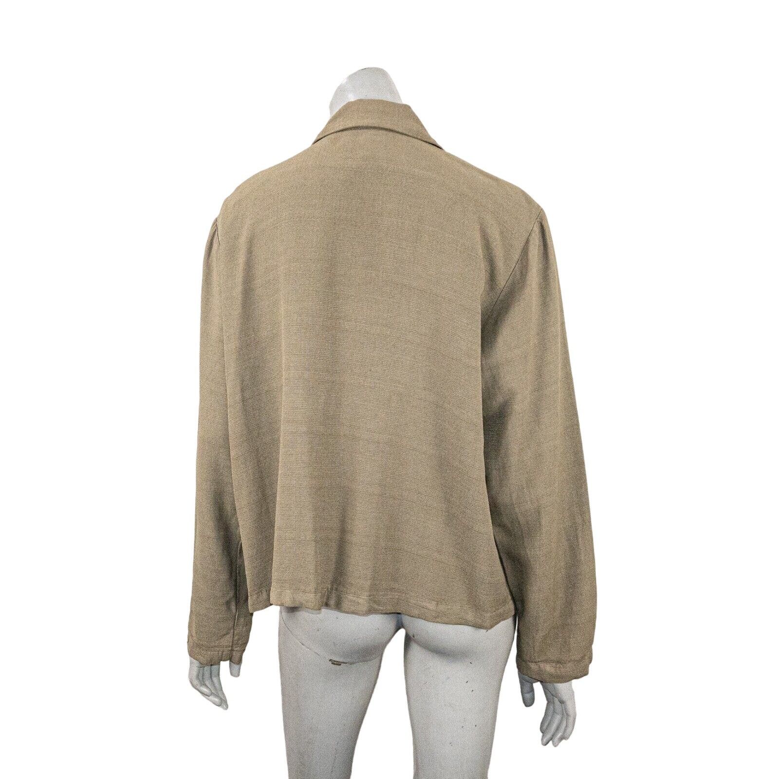 CP Shades CP SHADES Women's Collared Button up Blouse in Tan Rayon Size M / US 6-8 / IT 42-44 - 5 Thumbnail