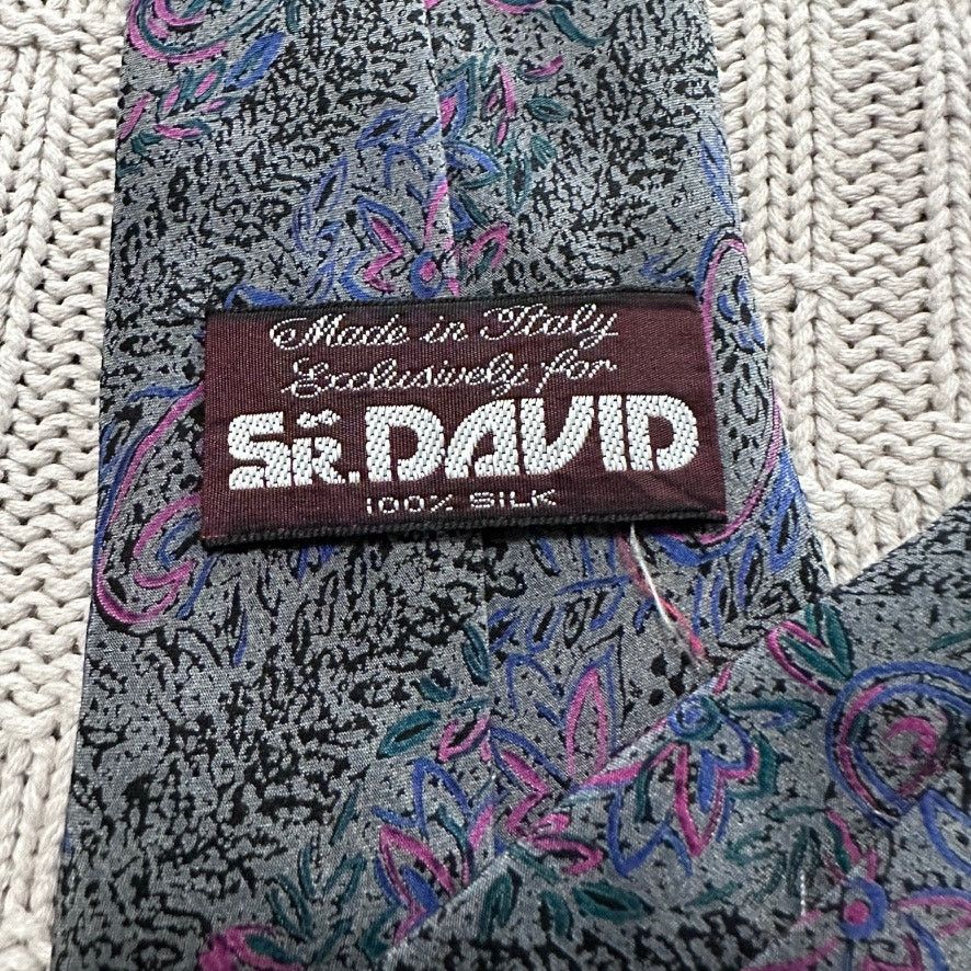 Vintage Vintage Sr David gray abstract paisley Italian silk tie Size ONE SIZE - 4 Thumbnail