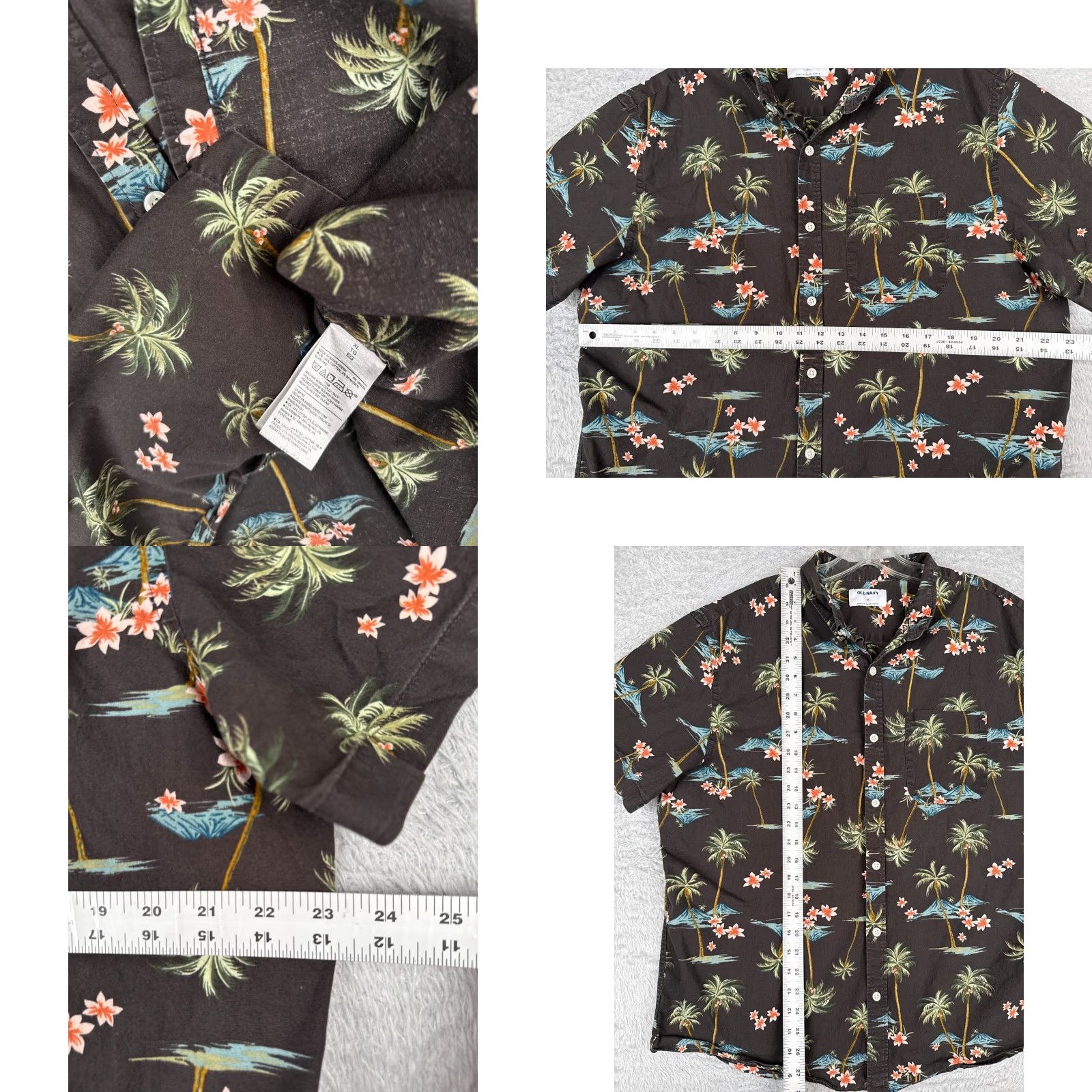 Old Navy VINTAGE Old Navy Shirt Men XL Black Floral Button-Up Cotton Blend Hawaiian Size US XL / EU 56 / 4 - 8 Thumbnail