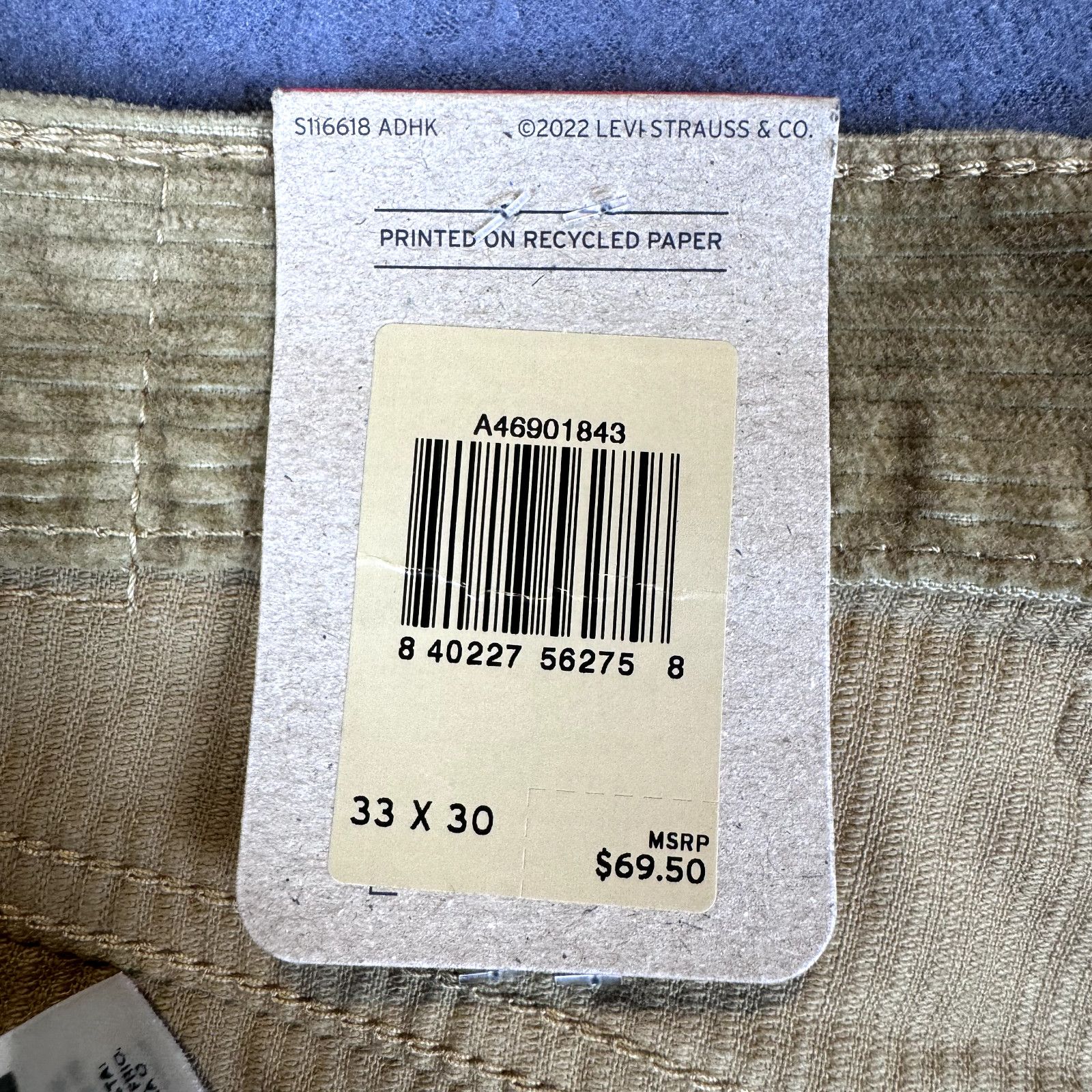 Levi's NWT Levi's Pants Mens 33X30 Brown Corduroy Flat Front Chino Size US 33 - 9 Thumbnail