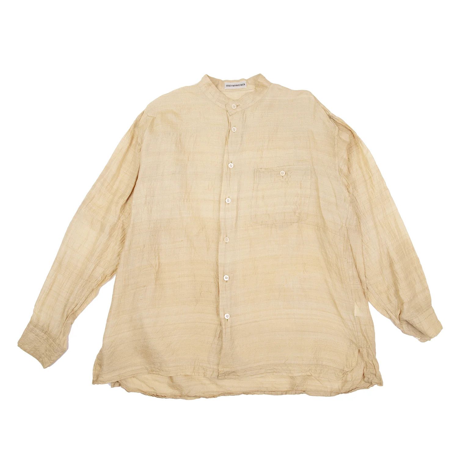 Issey Miyake Silk Mao Collar Shirt in Beige, Size L Size US L / EU 52-54 / 3 - 1 Thumbnail