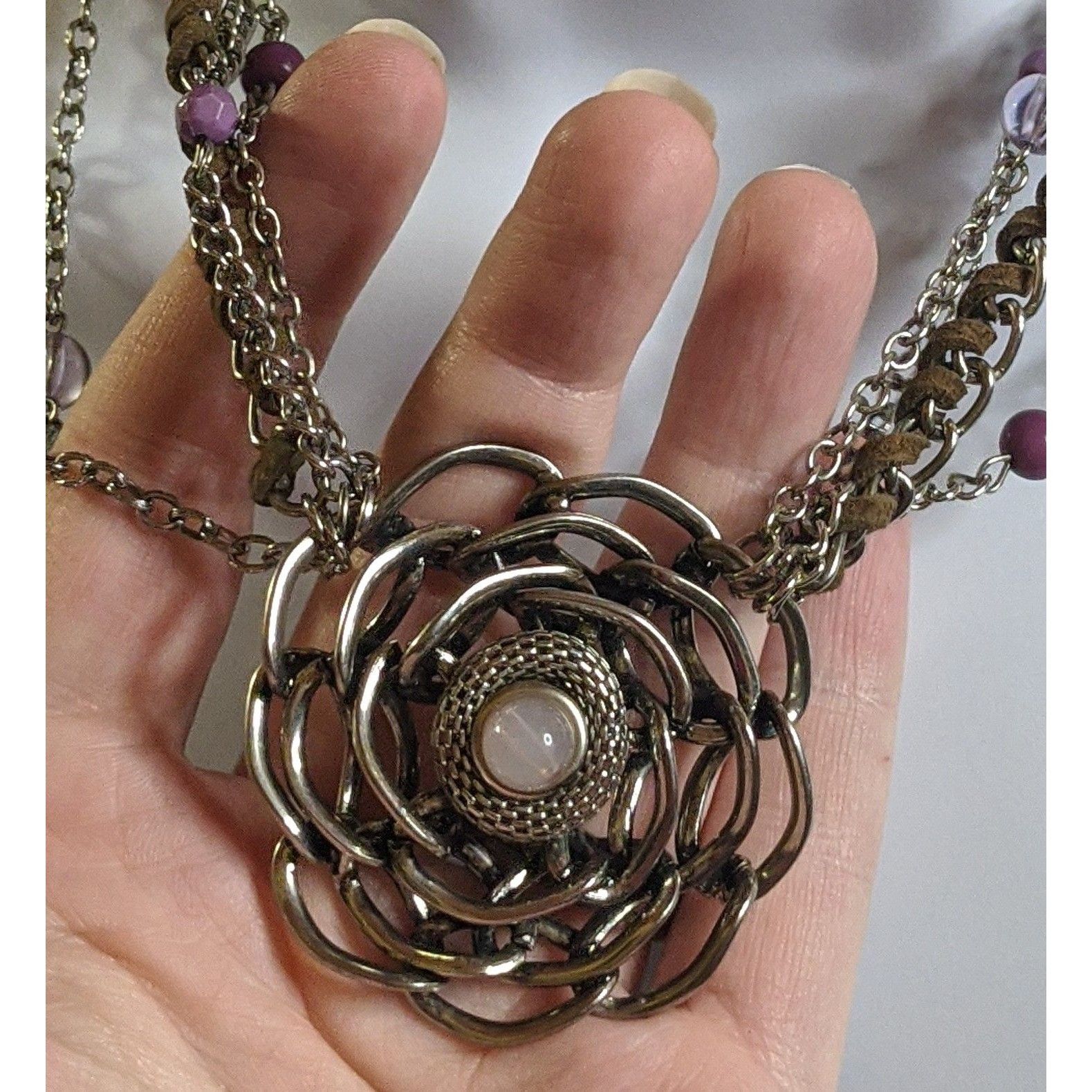 Other Vintage Fairycore Multi-Strand Necklace With Rose Pendant & Size ONE SIZE - 2 Thumbnail