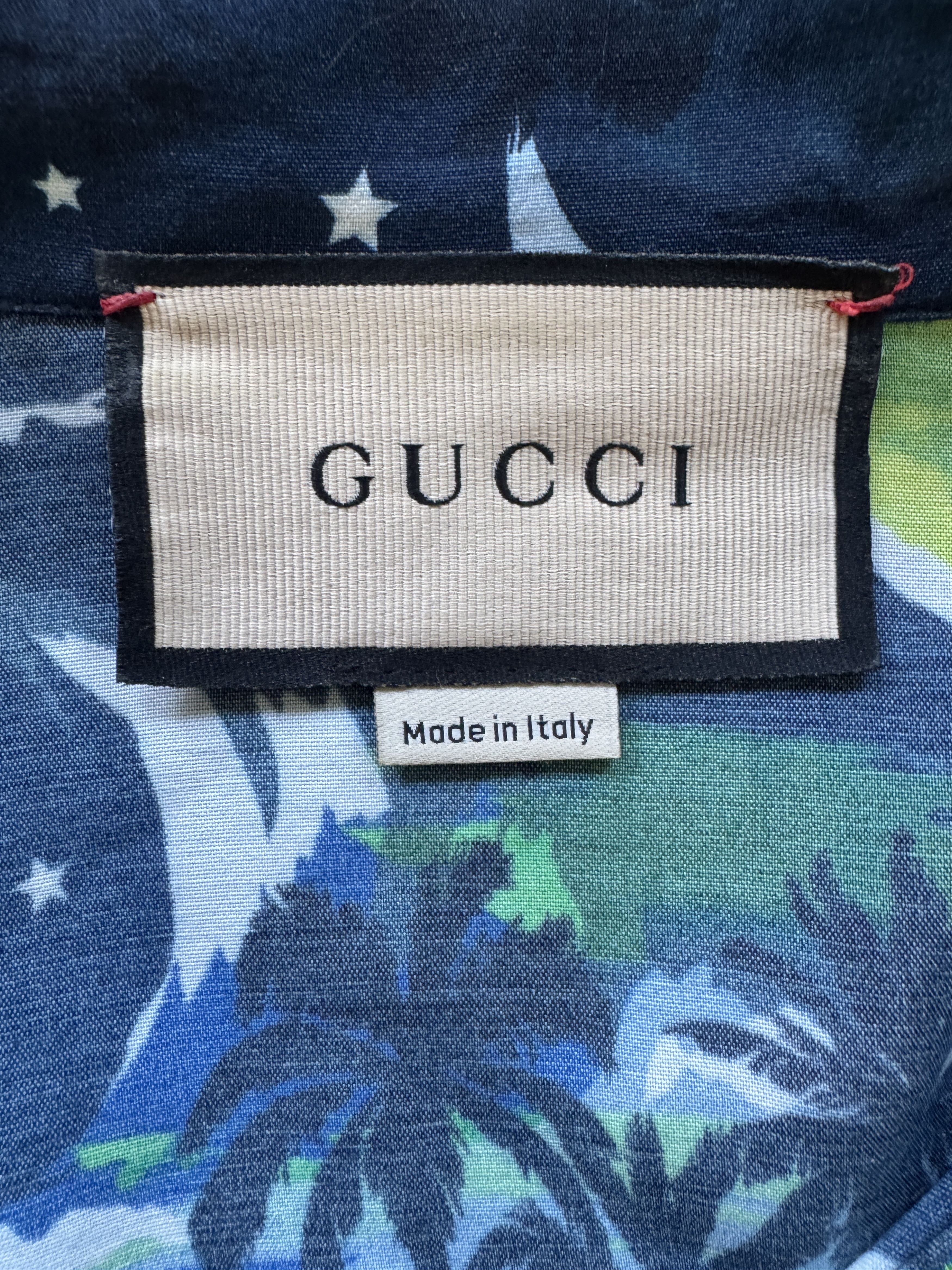 Gucci UFO Cat Print Bowling Shirt Size US L / EU 52-54 / 3 - 13 Thumbnail