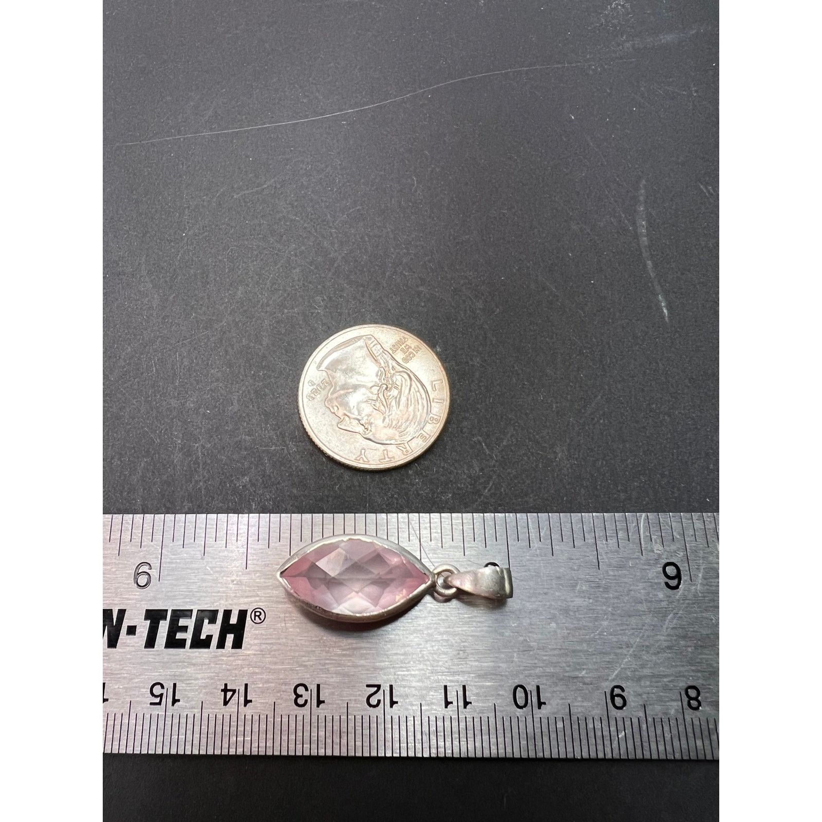 Other NEW Rose Quartz gemstone marquise sterling silver pendant Size ONE SIZE - 3 Thumbnail